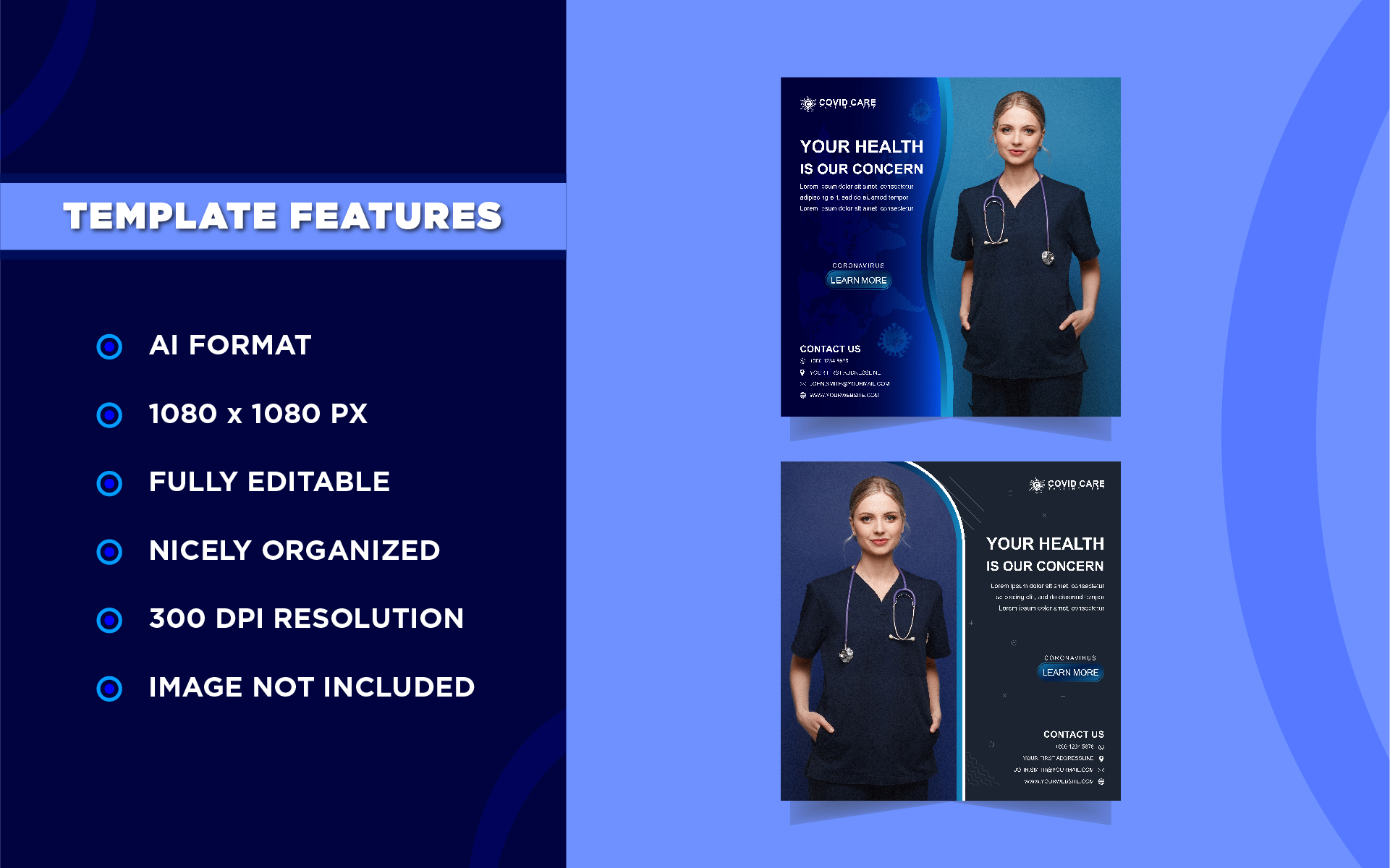 Download Шаблон для соцсетей "Coronavirus Awarness Instagram Post Templates for Social Media" / Coronavirus Awarness Instagram Post Templates for Social Media - Шаблон для соцсетей на тему графика banner,medical,home,health,social,medicine,healthy,media,safe,calm,careful,stay,home,healthy,covid,coronavirus,media,ad,templates,flu