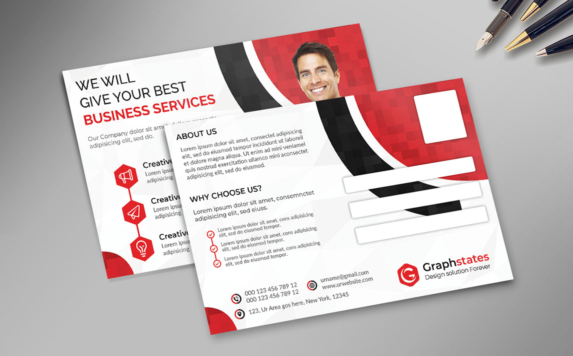 Download Фирменный стиль "Business Postcard - Corporate Identity Template" / Business Postcard - Corporate Identity Template - Фирменный стиль postcard,business,design,eddm,eddmbox,card,flyer,dl,psd,ai,red,brochure,trifold,bifold,businesscard,bule,redcard,orange,green,graphic