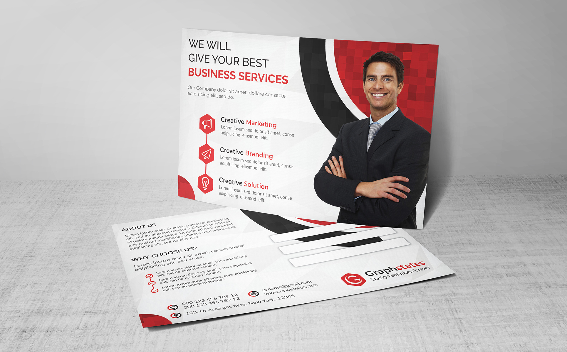Download Фирменный стиль "Business Postcard - Corporate Identity Template" / Business Postcard - Corporate Identity Template - Фирменный стиль postcard,business,design,eddm,eddmbox,card,flyer,dl,psd,ai,red,brochure,trifold,bifold,businesscard,bule,redcard,orange,green,graphic