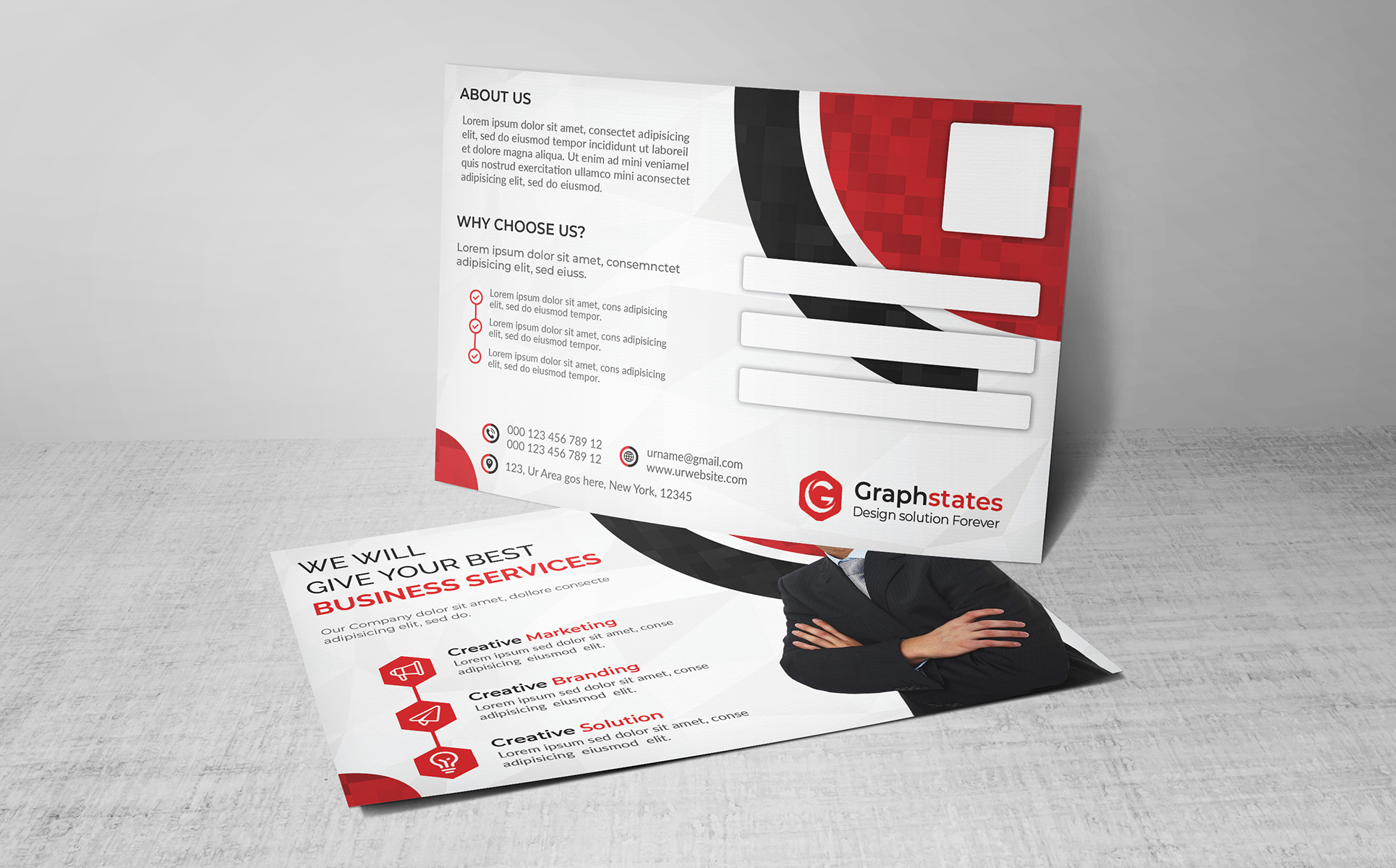 Download Фирменный стиль "Business Postcard - Corporate Identity Template" / Business Postcard - Corporate Identity Template - Фирменный стиль postcard,business,design,eddm,eddmbox,card,flyer,dl,psd,ai,red,brochure,trifold,bifold,businesscard,bule,redcard,orange,green,graphic