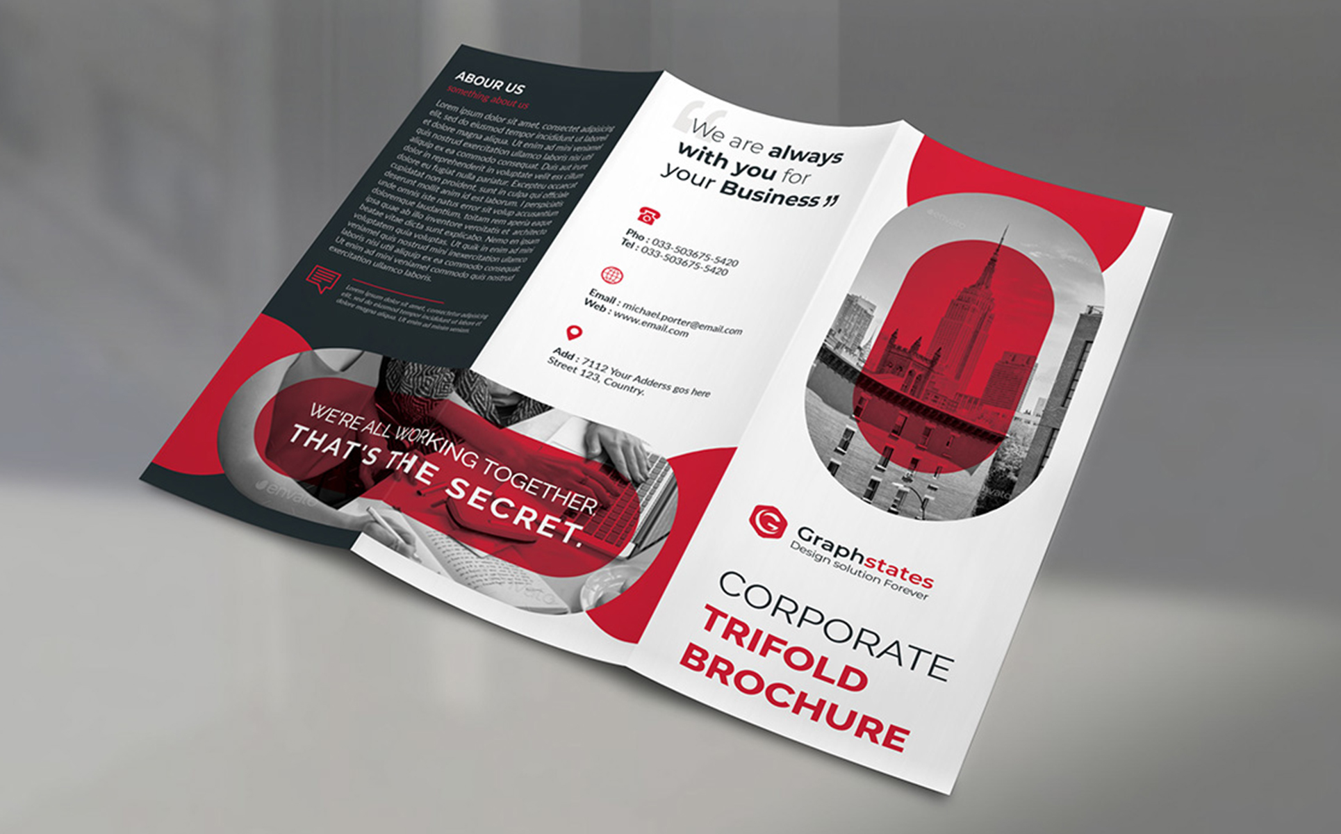 Download Фирменный стиль "Business Trifold Brochure Bundle - Corporate Identity Template" / Business Trifold Brochure Bundle - Corporate Identity Template - Фирменный стиль trifold,brochure,bundle,bifold,flyer,businesscard,card,design,graphic,blue,green,red,orange,color,psd,ai,postcard,corporate,business,clean