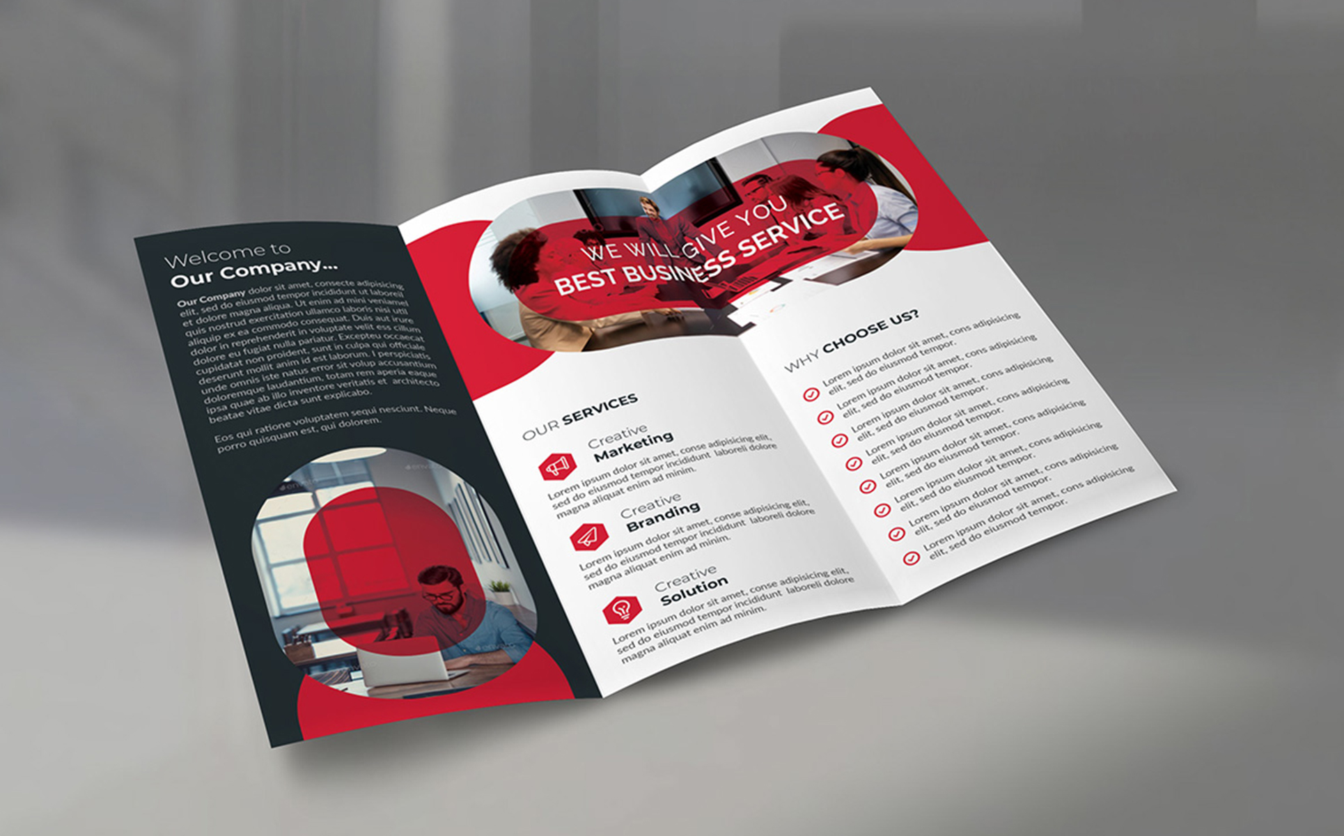 Download Фирменный стиль "Business Trifold Brochure Bundle - Corporate Identity Template" / Business Trifold Brochure Bundle - Corporate Identity Template - Фирменный стиль trifold,brochure,bundle,bifold,flyer,businesscard,card,design,graphic,blue,green,red,orange,color,psd,ai,postcard,corporate,business,clean
