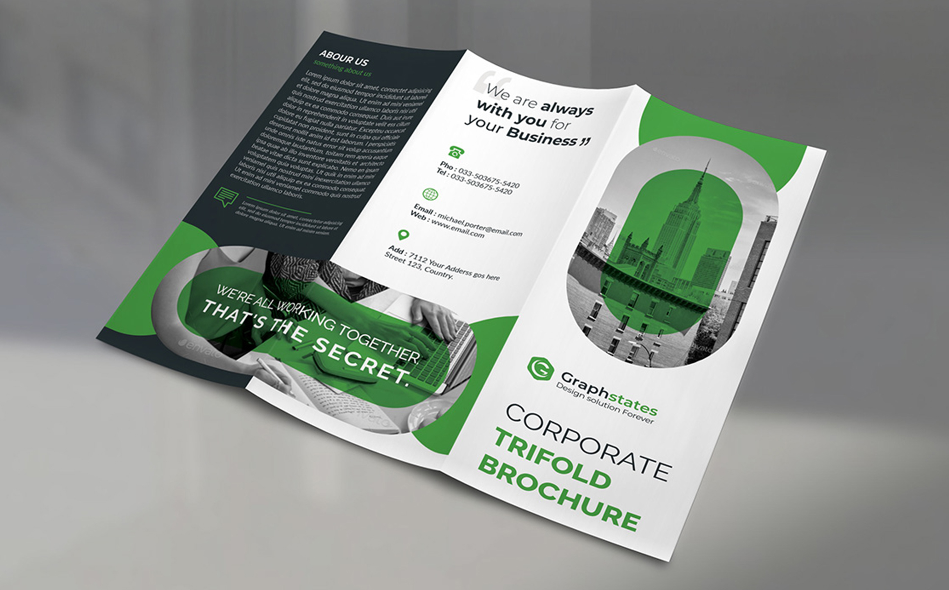 Download Фирменный стиль "Business Trifold Brochure Bundle - Corporate Identity Template" / Business Trifold Brochure Bundle - Corporate Identity Template - Фирменный стиль trifold,brochure,bundle,bifold,flyer,businesscard,card,design,graphic,blue,green,red,orange,color,psd,ai,postcard,corporate,business,clean