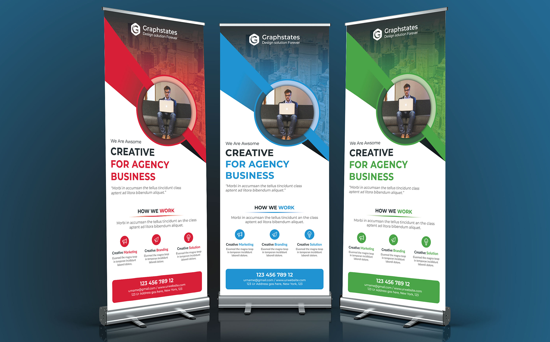 Download Фирменный стиль "Rollup Banner - Corporate Identity Template" / Rollup Banner - Corporate Identity Template - Фирменный стиль rollup,banner,flyer,brochure,trifold,corporate,bifold,business,rollupbanner,green,red,blue,postcard,card,graphic,design,orange,poster,clean,dl