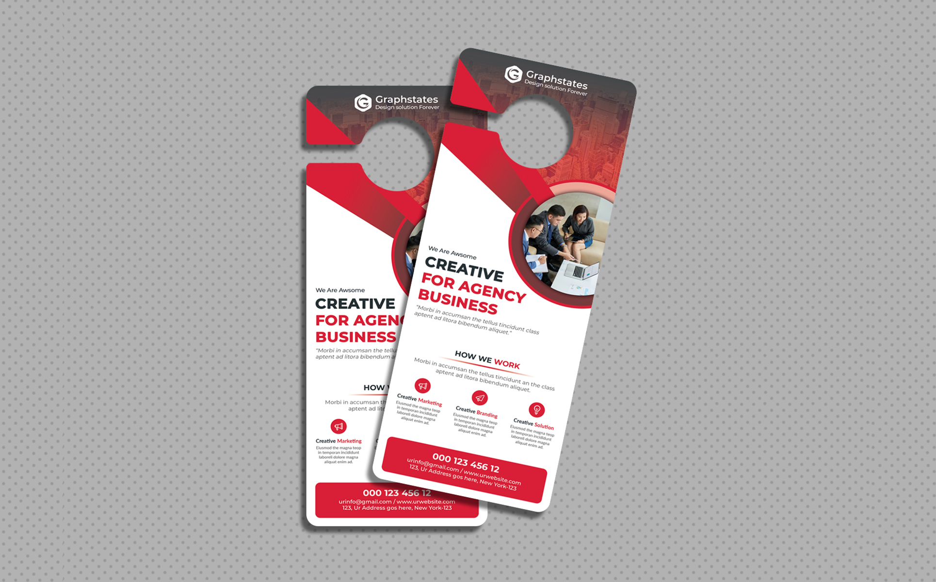 Download Фирменный стиль "Door Hanger - Corporate Identity Template" / Door Hanger - Corporate Identity Template - Фирменный стиль doorhanger,hanger,corporate,door,business,blue,red,orange,green,psd,ai,flyer,brochure,dl,claen,card,businesscard,post,postcard,design