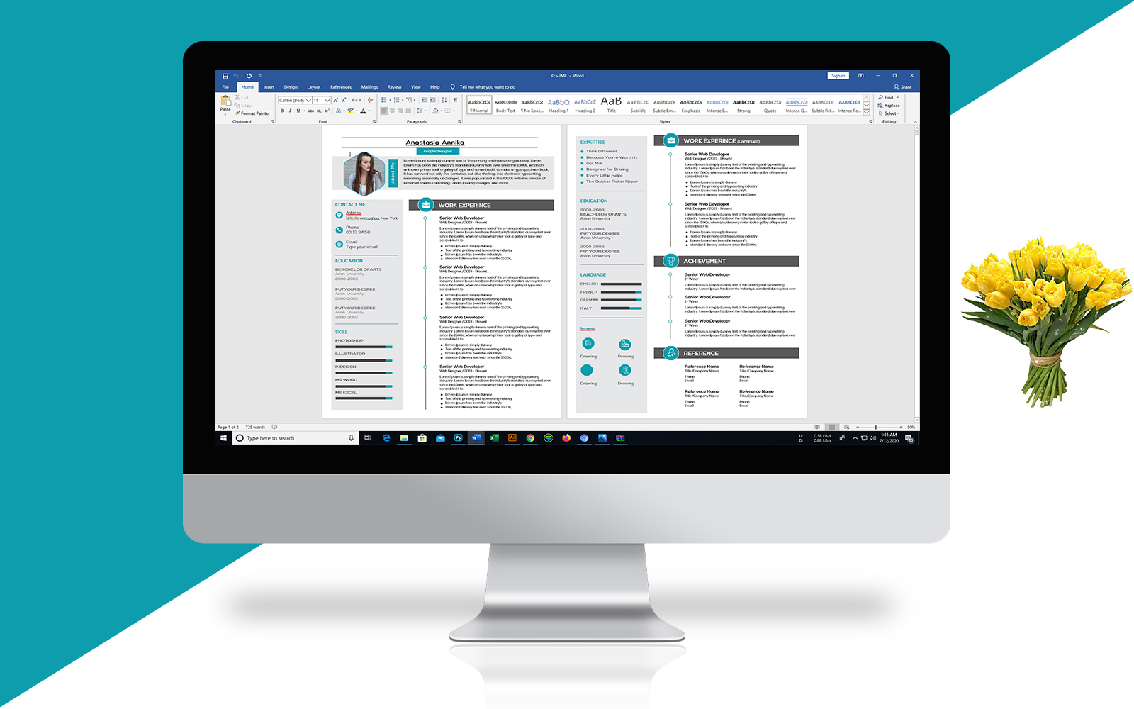 Download Резюме "Clean Design Resume Template" / Clean Design Resume Template - Резюме на тему графика resume,design,cv,cover,letter,clean,creative,template,microsoft,word,minimalist,modern,professional,psd,templates,doc