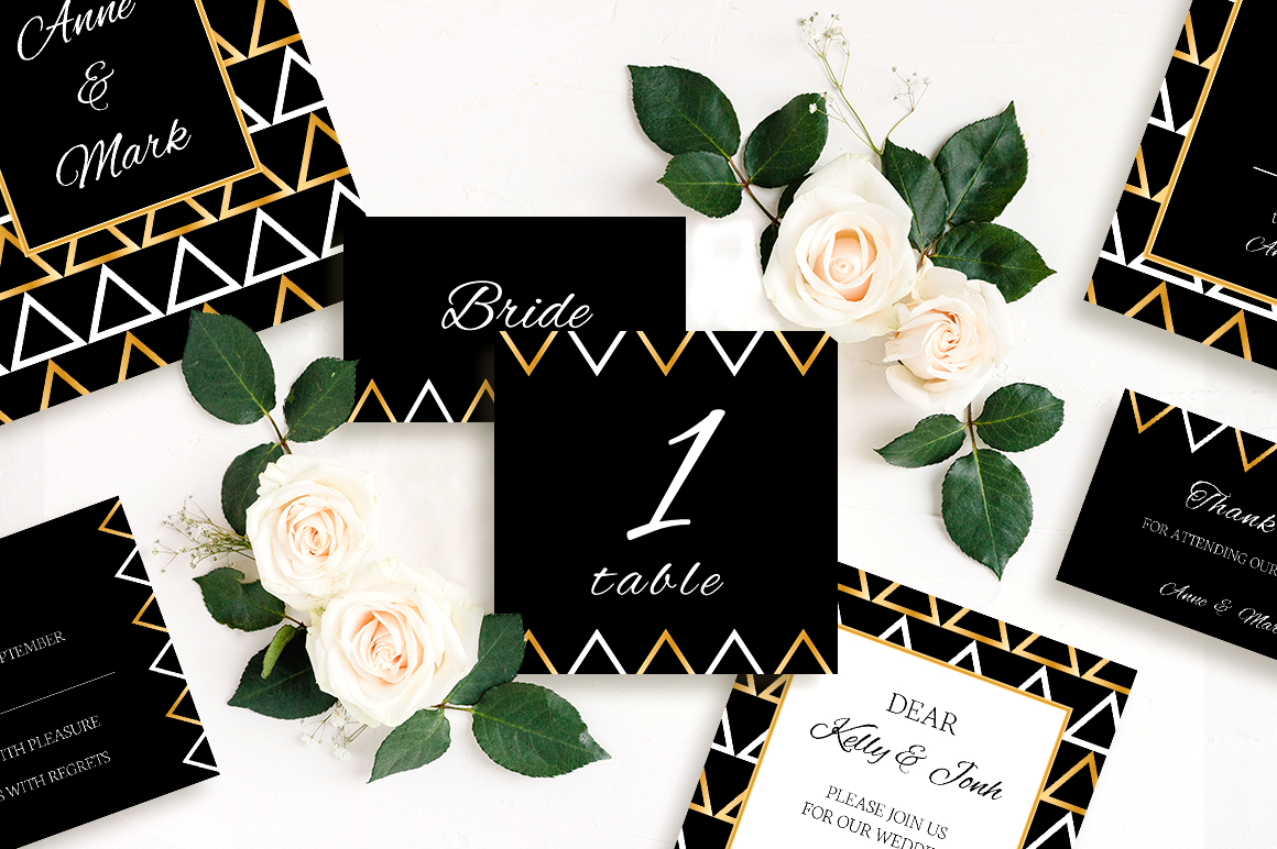 Download Фирменный стиль "Stylish geometry wedding collection - Corporate Identity Template" / Stylish geometry wedding collection - Corporate Identity Template - Фирменный стиль на тему графика wedding,invitation,invite,card,collection,gold,black,premium,elegant,rsvp,geometry,printable,customizable,bingo,ceremony,vector,template,design,stylish,psd