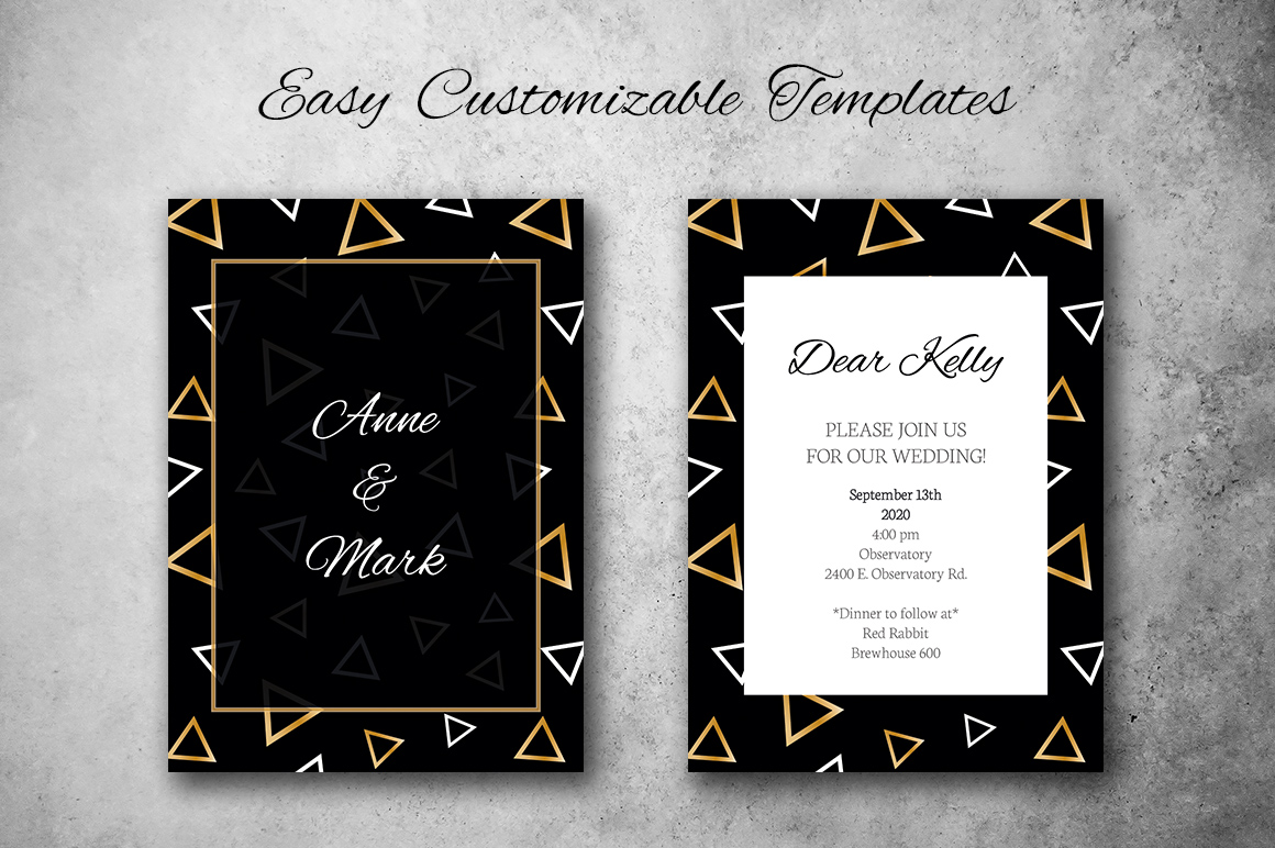 Download Фирменный стиль "Elegant Geometry Wedding Invitations and Cards - Corporate Identity Template" / Elegant Geometry Wedding Invitations and Cards - Corporate Identity Template - Фирменный стиль на тему графика wedding,invite,invitation,card,elegant,stylish,rsvp,date,ceremony,party,gold,geometry,triangles,pattern,premium,vector,psd,template,bingo,golden