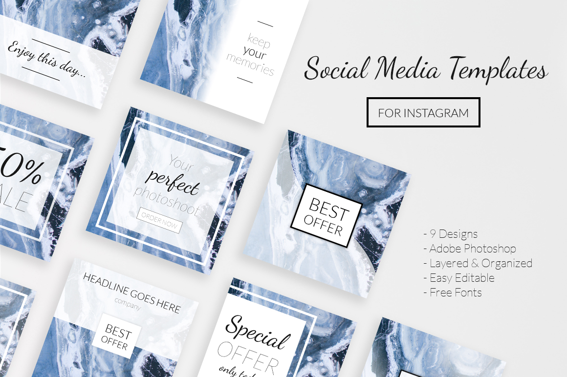 Download Шаблон для соцсетей "Easy Editable Templates for Instagram for Social Media" / Easy Editable Templates for Instagram for Social Media - Шаблон для соцсетей на тему графика social,media,template,instagram,psd,editable,elegant,modern,business,blog,blogger,photographer,web,banner,digital,marketing,commercial,shop,store,light