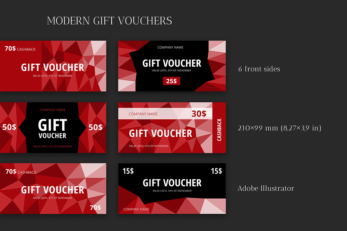 Download Фирменный стиль "Modern & Stylish Gift Voucher - Corporate Identity Template" / Modern & Stylish Gift Voucher - Corporate Identity Template - Фирменный стиль на тему графика voucher,card,advertisement,gift,trendy,psd,template,red,business,commercial,marketing,promotion,layout,store,shop,polygonal,modern,customizable,vector,coupon