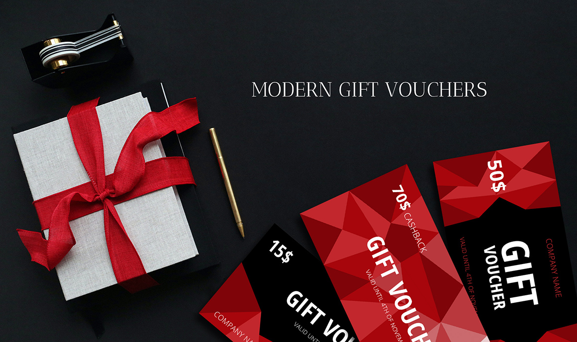 Download Фирменный стиль "Modern & Stylish Gift Voucher - Corporate Identity Template" / Modern & Stylish Gift Voucher - Corporate Identity Template - Фирменный стиль на тему графика voucher,card,advertisement,gift,trendy,psd,template,red,business,commercial,marketing,promotion,layout,store,shop,polygonal,modern,customizable,vector,coupon