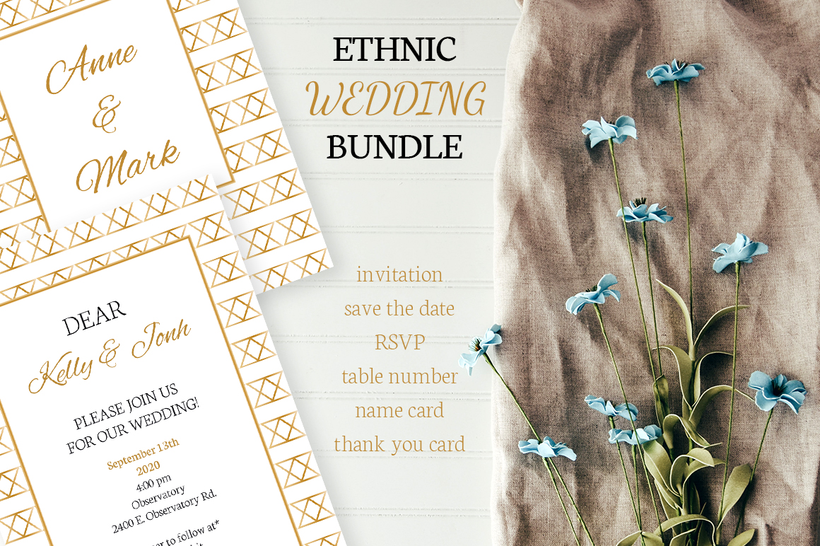Download Фирменный стиль "Ethnic Wedding Bundle - Corporate Identity Template" / Ethnic Wedding Bundle - Corporate Identity Template - Фирменный стиль на тему графика wedding,collection,bundle,ethnic,rustic,invitation,cards,template,invite,ethnical,psd,ceremony,craft,vector,golden,customizable,printable,design,photoshop,white