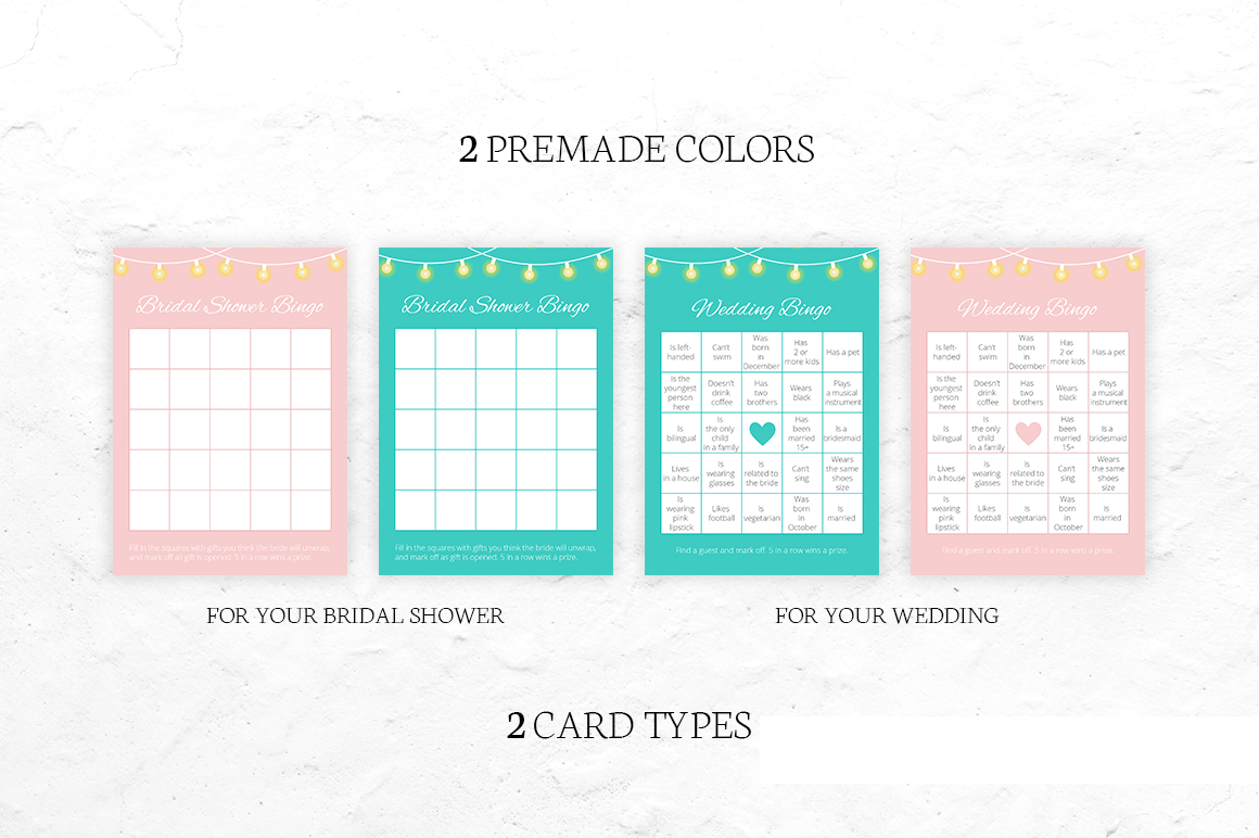 Download Фирменный стиль "Fun bingo game for your wedding and bridal shower - Corporate Identity Template" / Fun bingo game for your wedding and bridal shower - Corporate Identity Template - Фирменный стиль на тему графика craft,wedding,bingo,game,card,vector,template,stylish,customizable,print,ceremony,photoshop,bridal,guest,lamps,garlands,pink,tiffany,psd,bride