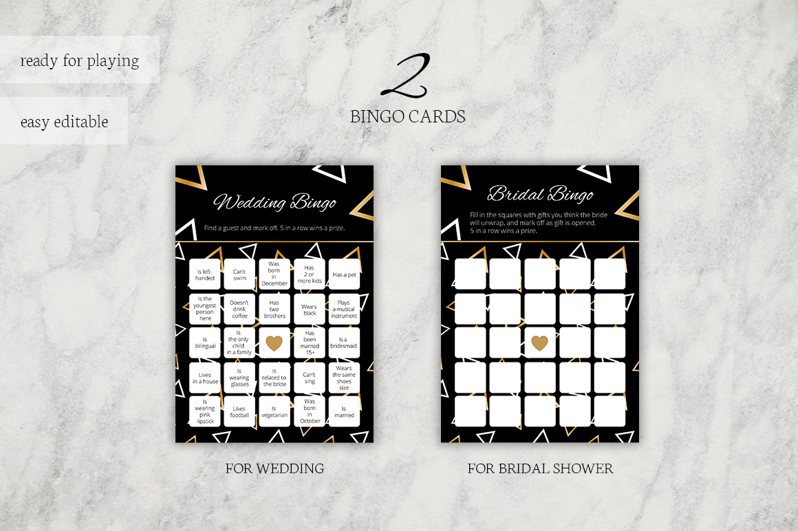 Download Фирменный стиль "Bingo cards for wedding, bridal shower - Corporate Identity Template" / Bingo cards for wedding, bridal shower - Corporate Identity Template - Фирменный стиль на тему графика wedding,bingo,card,game,vector,template,geometry,stylish,craft,bridal,customizable,gold,printable,golden,fun,photoshop,triangle,guest,elegant,luxurious