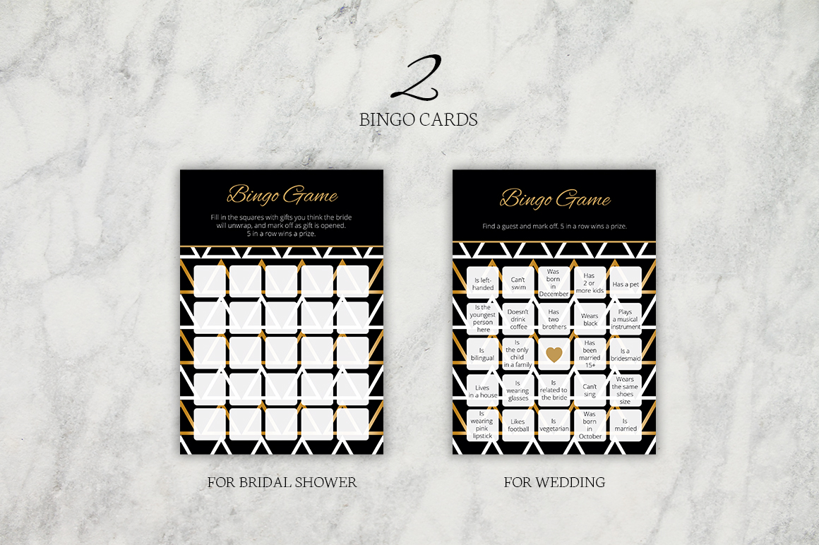 Download Фирменный стиль "Bingo Cards for Wedding and Bridal Shower - Corporate Identity Template" / Bingo Cards for Wedding and Bridal Shower - Corporate Identity Template - Фирменный стиль на тему графика wedding,bingo,card,game,vector,template,geometry,stylish,craft,bridal,customizable,gold,printable,golden,fun,photoshop,triangle,guest,elegant,luxurious