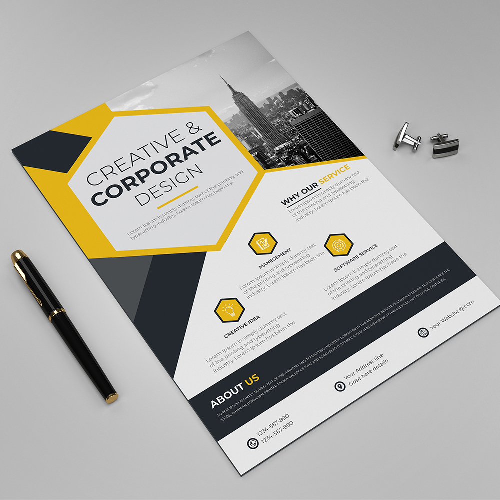 Download Фирменный стиль "Flyer - Corporate Identity Template" / Flyer - Corporate Identity Template - Фирменный стиль на тему графика flyer design,design flyer,corporate flyer,business flyer,treandy,latest,brochure,report,marketing flyer,cleane,layout,promo