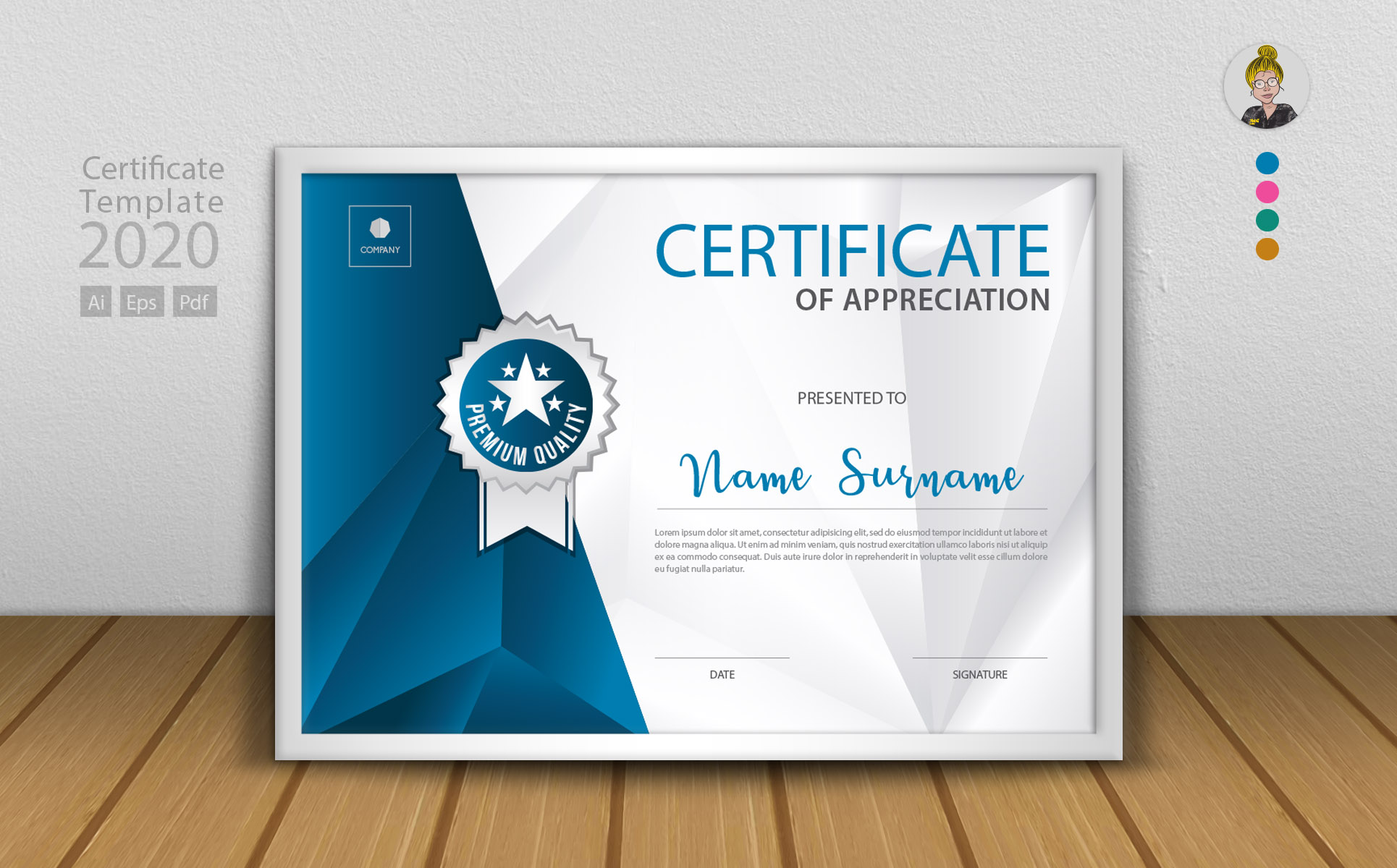 Download Шаблон сертификата "Modern Vector Design Certificate Template" / Modern Vector Design Certificate Template - Шаблон сертификата на тему графика polygon,certificate,template,vector,design,beautiful,modern,business,printing,corporate,color,ai,eps,illustration,illustrator,graphic,flyer,a4,credible,trendy
