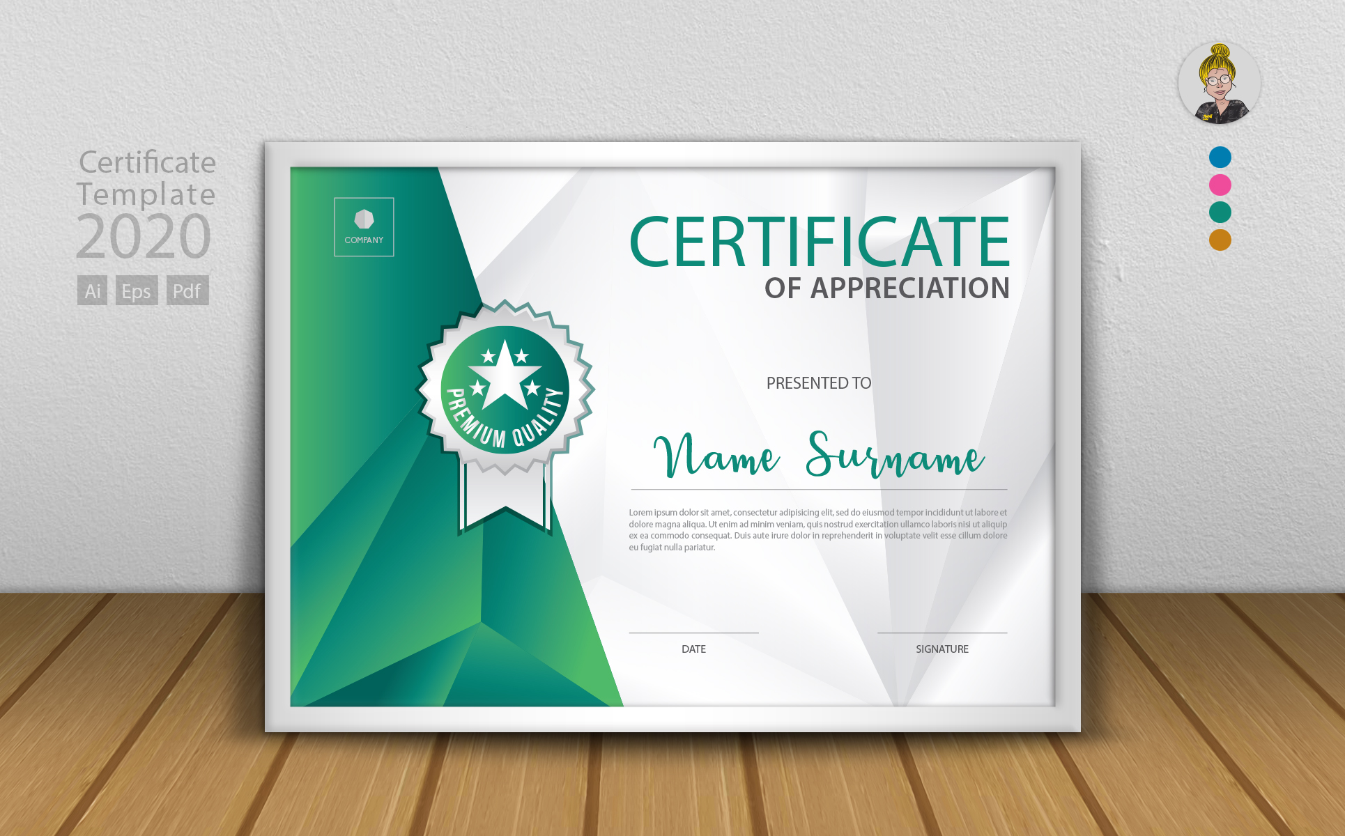 Download Шаблон сертификата "Modern Vector Design Certificate Template" / Modern Vector Design Certificate Template - Шаблон сертификата на тему графика polygon,certificate,template,vector,design,beautiful,modern,business,printing,corporate,color,ai,eps,illustration,illustrator,graphic,flyer,a4,credible,trendy