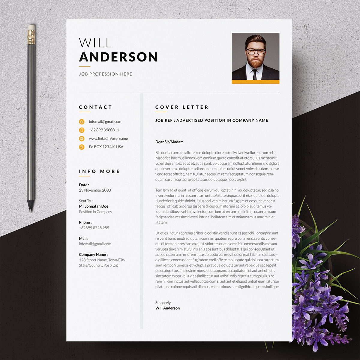 Download Резюме "Simple CV Premium Resume Template" / Simple CV Premium Resume Template - Резюме на тему графика cv,simple,resume,template,job,professional,curiculum,vitae,clean,modern,minimalist,indesign,photoshop,illustrator,word,layout,experience,minimal,portfolio,elegant