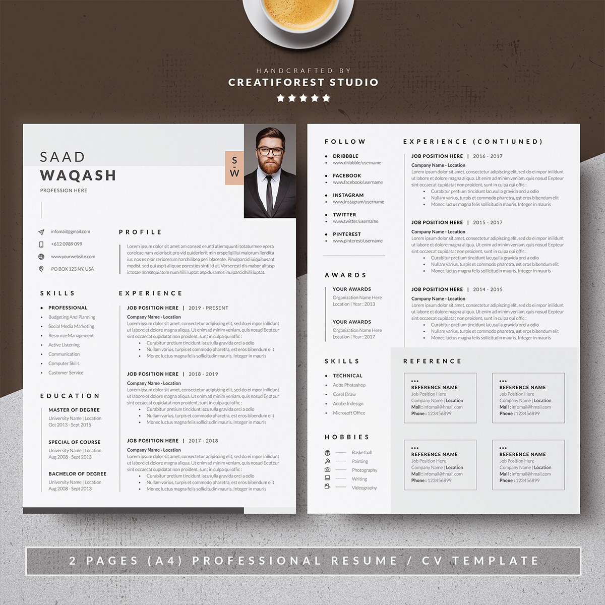 Download Резюме "Clean CV Resume Template" / Clean CV Resume Template - Резюме на тему графика cv,simple,resume,template,job,professional,curiculum,vitae,clean,modern,minimalist,indesign,photoshop,illustrator,word,layout,experience,minimal,portfolio,elegant