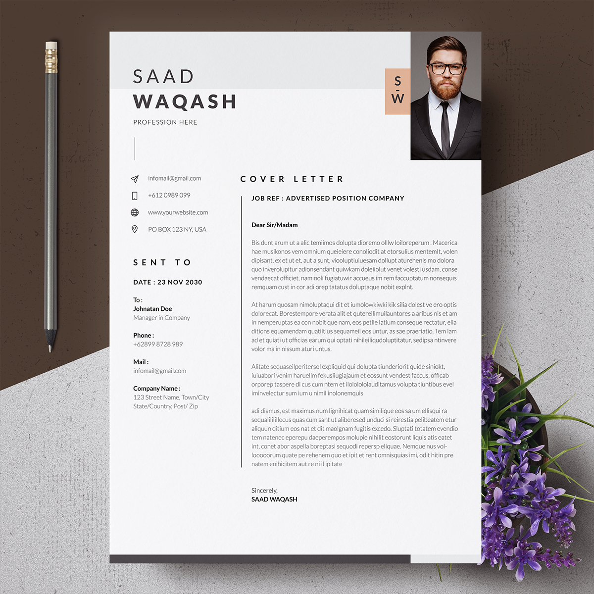 Download Резюме "Clean CV Resume Template" / Clean CV Resume Template - Резюме на тему графика cv,simple,resume,template,job,professional,curiculum,vitae,clean,modern,minimalist,indesign,photoshop,illustrator,word,layout,experience,minimal,portfolio,elegant