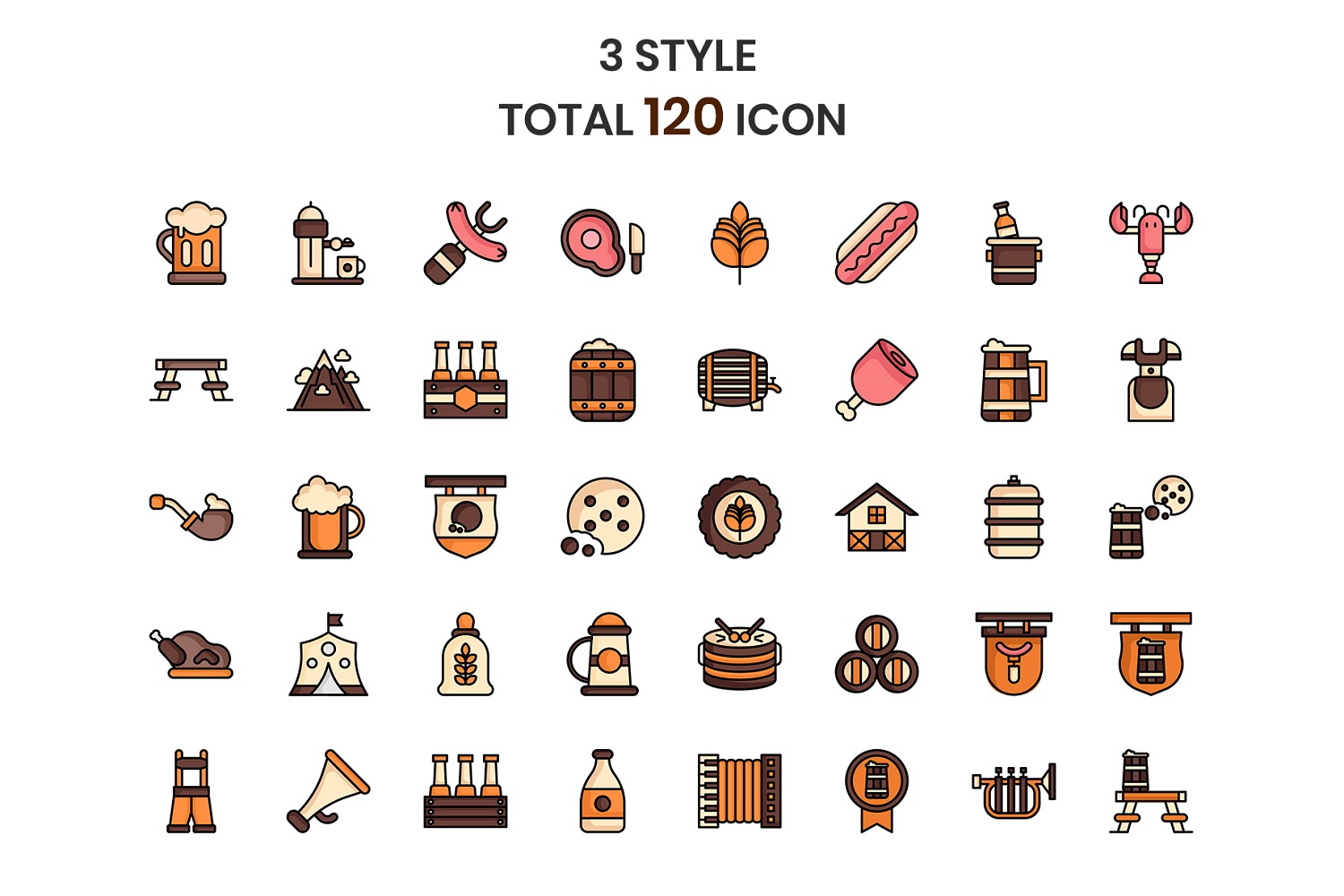 Download Набор иконок "Oktoberfest Icon Set" / Oktoberfest Icon Set - Набор иконок на тему графика alcohol,cheer,froth,glasses,hop,outline,pouring,premium,pub,signs,stroke,bar,beer,barrel,bottle,cap,symbol,oktoberfest,toasting,craft
