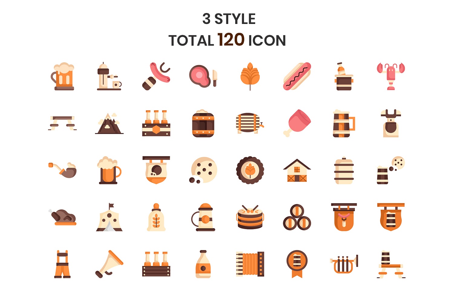 Download Набор иконок "Oktoberfest Icon Set" / Oktoberfest Icon Set - Набор иконок на тему графика alcohol,cheer,froth,glasses,hop,outline,pouring,premium,pub,signs,stroke,bar,beer,barrel,bottle,cap,symbol,oktoberfest,toasting,craft