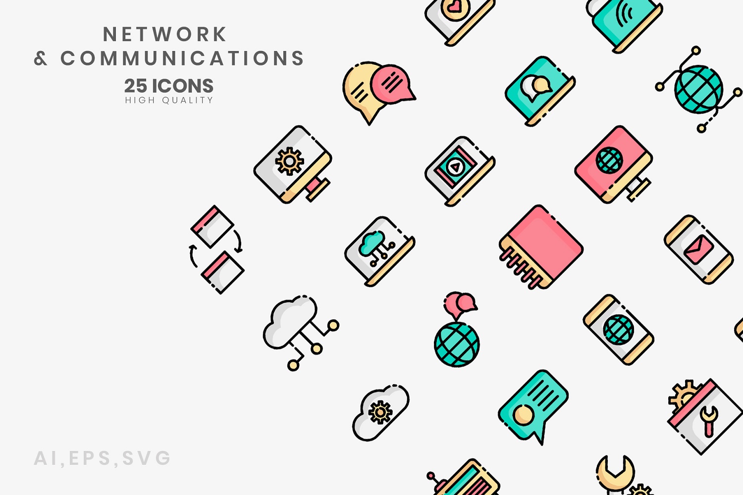 Download Набор иконок "Network & communications Icon Set" / Network & communications Icon Set - Набор иконок на тему графика businessperson,corporate,cyberspace,desk,efficient,employment,executive,freelancer,human resources,innovation,laptop,manager,network,online,productivity,solution,team,teamwork,working,connect