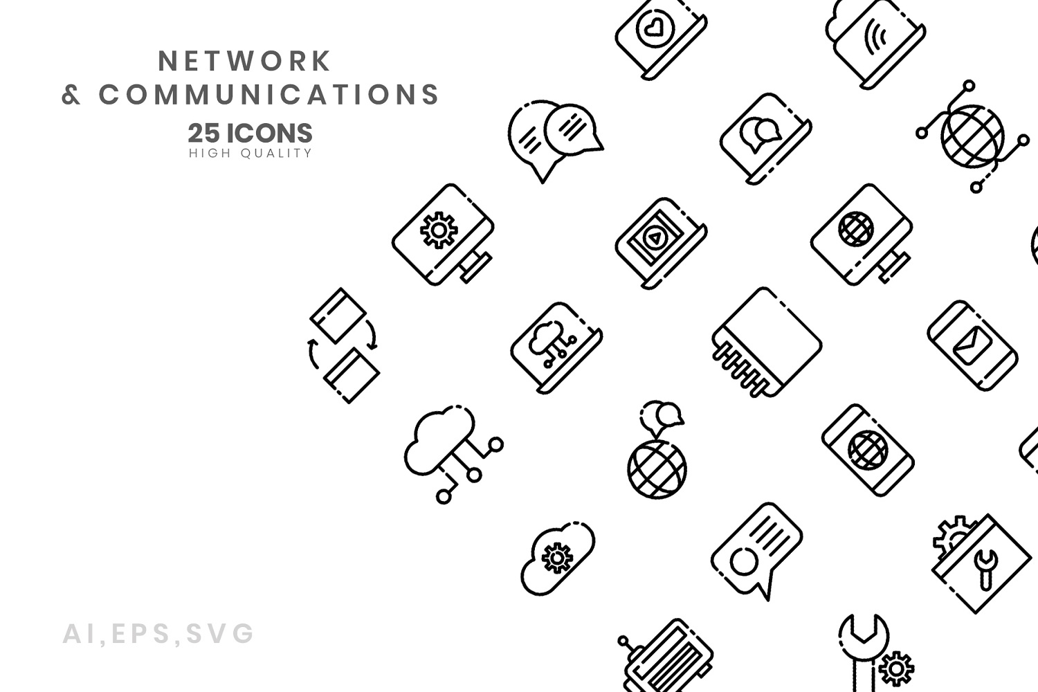 Download Набор иконок "Network & communications Icon Set" / Network & communications Icon Set - Набор иконок на тему графика businessperson,corporate,cyberspace,desk,efficient,employment,executive,freelancer,human resources,innovation,laptop,manager,network,online,productivity,solution,team,teamwork,working,connect