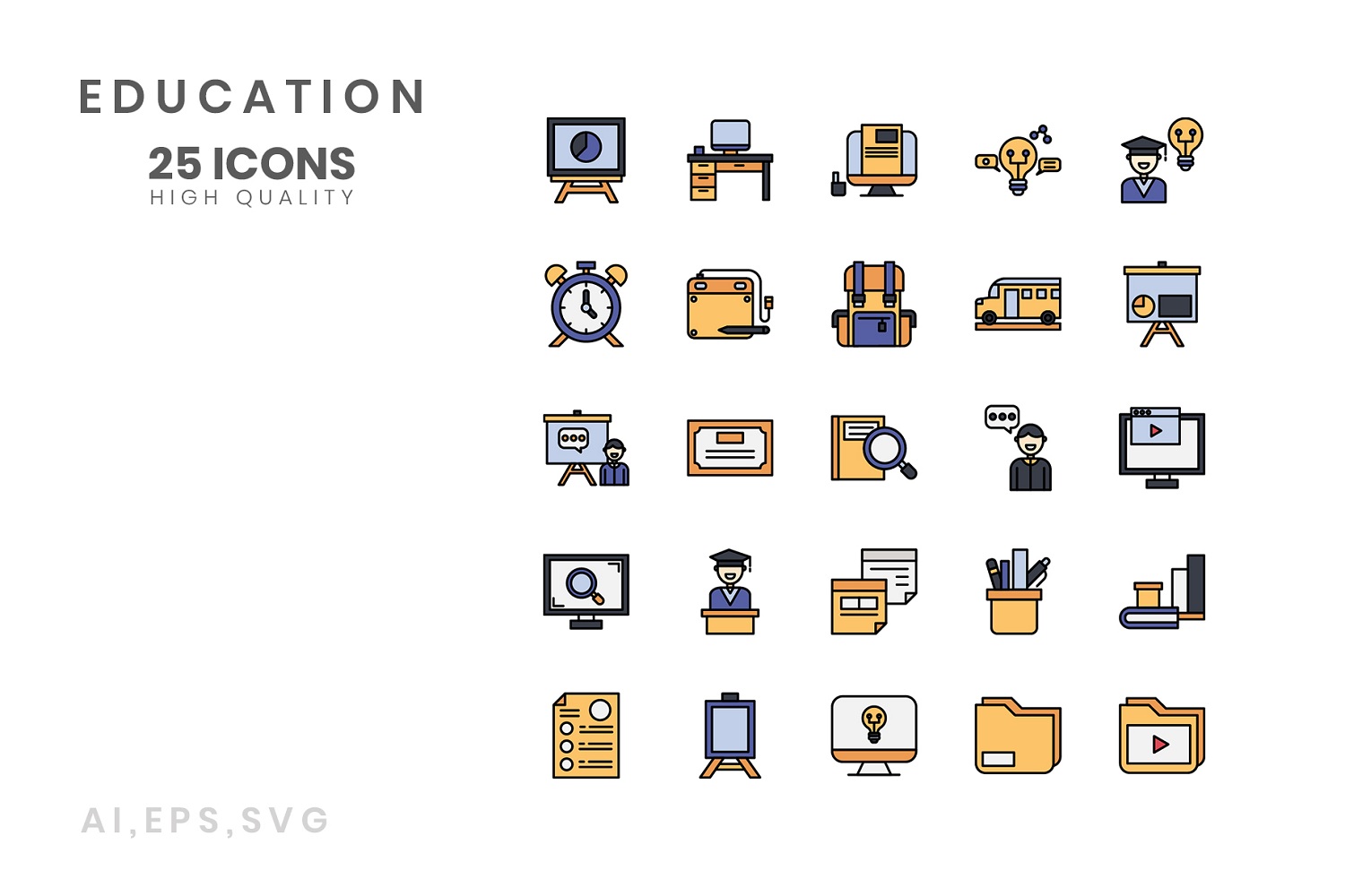 Download Набор иконок "Education Icon Set" / Education Icon Set - Набор иконок на тему графика book,diploma,education,graduate,knowledge,learning,library,school,student,study,university,hat,web,illustration,set,concept,design,icon,vector,symbol
