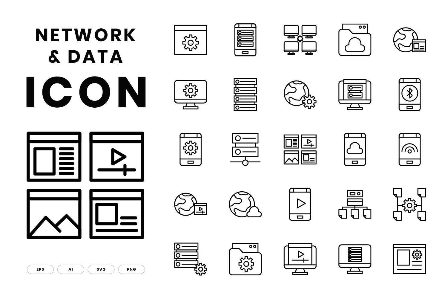 Download Набор иконок "Network & Data Icon Set" / Network & Data Icon Set - Набор иконок на тему графика analyzing,artificial intelligence,assistance,automated,big data,brain,brainstorming,chart,cloud computing,coding,concepts,connection,data,finance,firewall,graph,growth,icon set,innovation,int