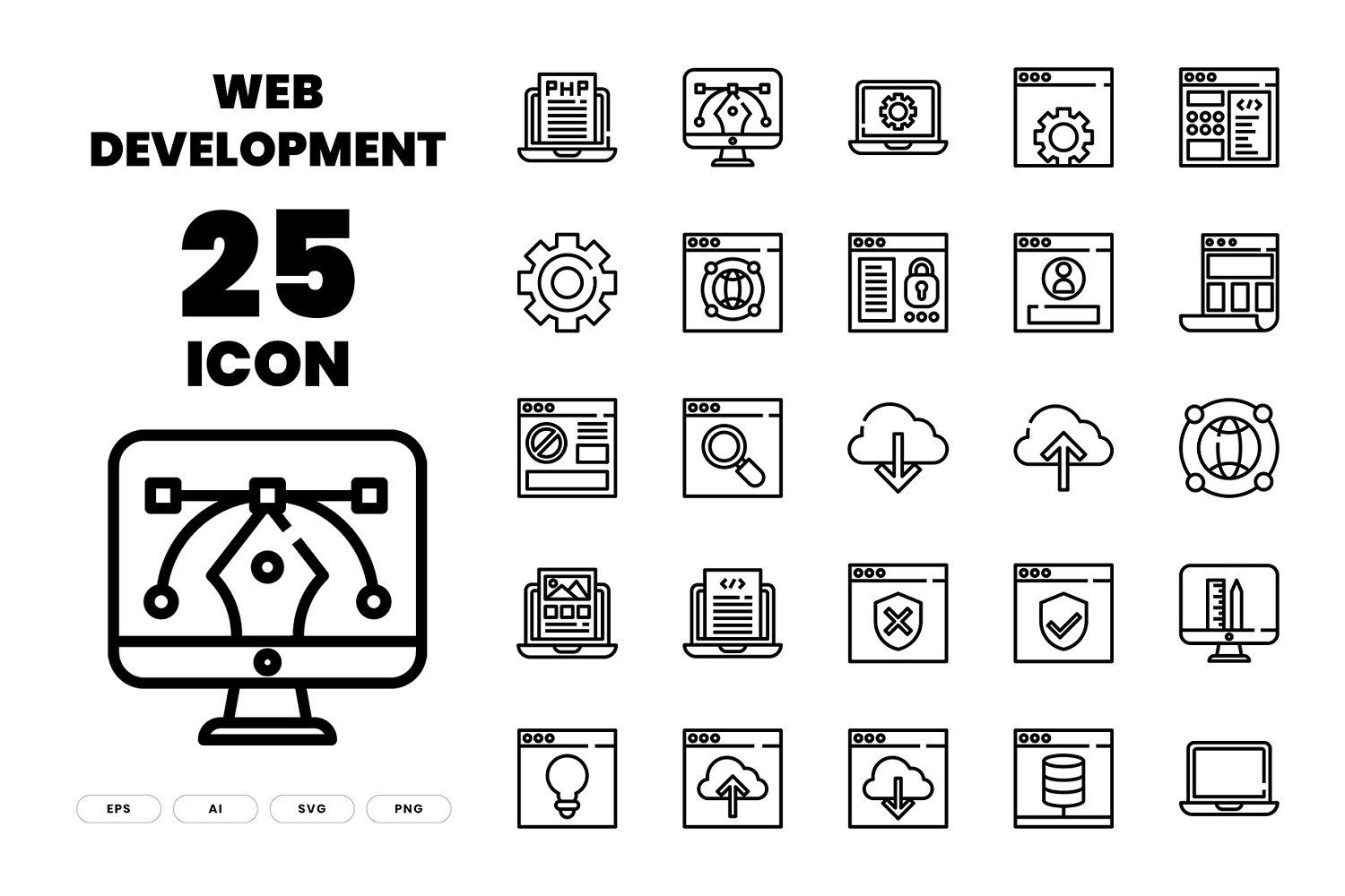 Download Набор иконок "75 Web Development Icon Set" / 75 Web Development Icon Set - Набор иконок на тему графика application,code,coding,content,cyberspace,developer,development,graphic,infographic,information,interface,isometric,laptop,layout,monitor,network,online,page,platform,program