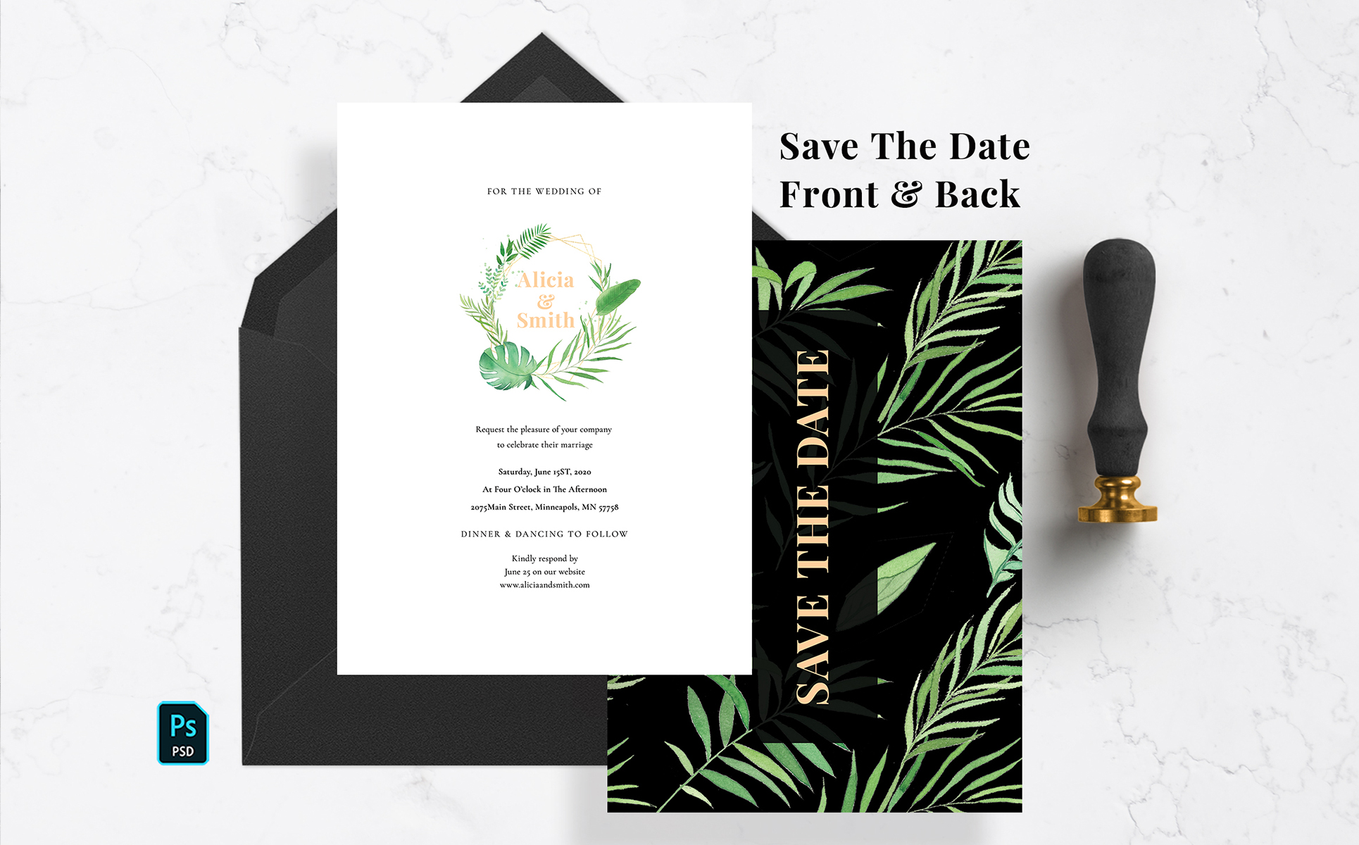 Download Фирменный стиль "Green Tropical Wedding Invitation Suite - Corporate Identity Template" / Green Tropical Wedding Invitation Suite - Corporate Identity Template - Фирменный стиль card,cards,design,floral,flower,flowers,flyer,graphic,invitations,invitation suite,psd,rsvp,rsvp card,suite,green tropical,wedding invitation,wedding card,wedding watercolor