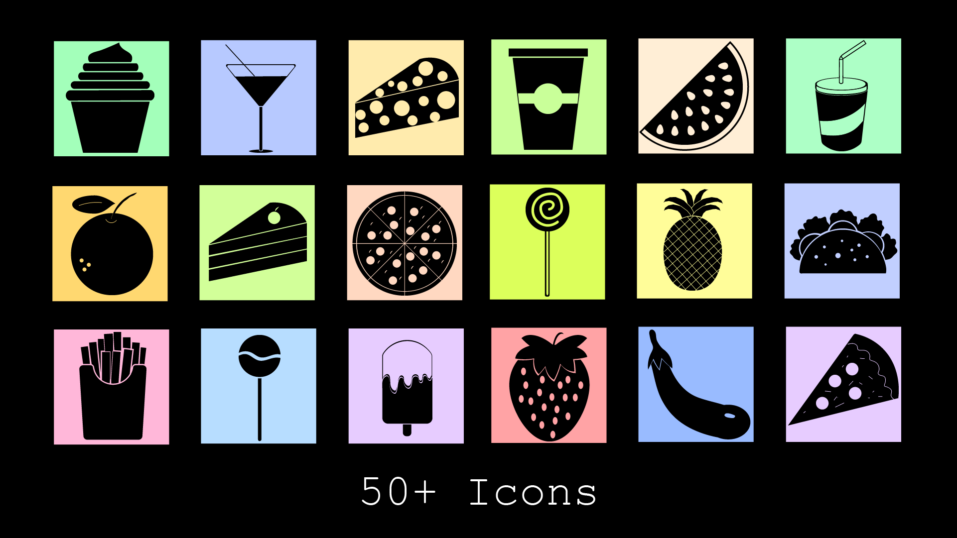 Download Набор иконок "Food and Drinks Black Icon Set" / Food and Drinks Black Icon Set - Набор иконок на тему графика food,drinks,iconset,black,icon,daily