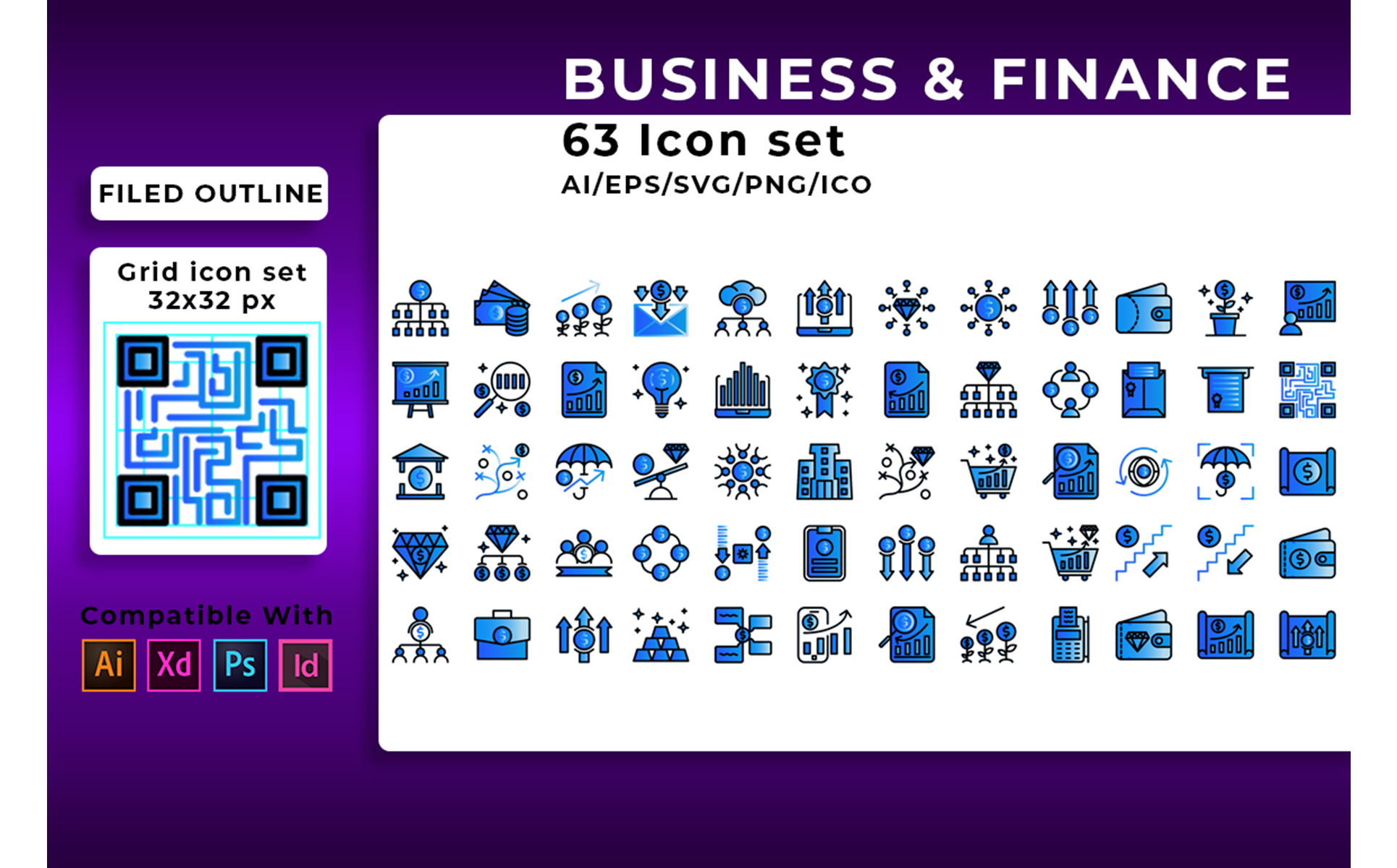 Download Набор иконок "Business And Finance Set Icon" / Business And Finance Set Icon - Набор иконок на тему графика business,finance,icon,set,vector,money,web,sign,symbol,bank,design,commerce,banking,office,line,card,time,technology,currency,calculator
