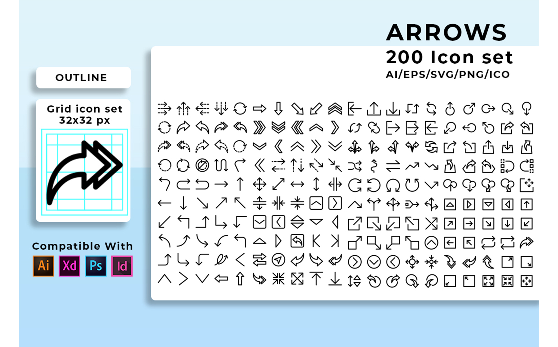 Download Набор иконок "Arrows Pack Icon Set" / Arrows Pack Icon Set - Набор иконок на тему графика set,arrow,symbol,collection,vector,web,illustration,icon,sign,design,flat,pack,line,interface,button,ui,outline,internet,app,icons