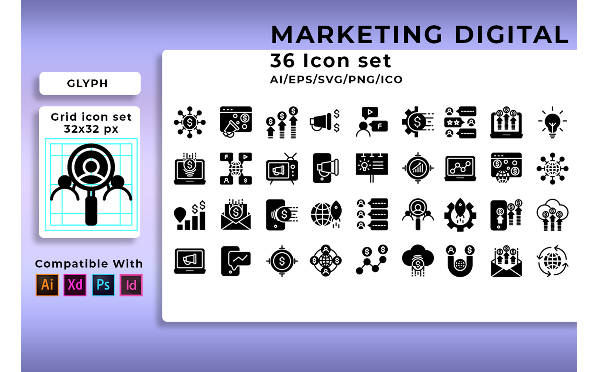 Download Набор иконок "Marketing Digital Set Icon" / Marketing Digital Set Icon - Набор иконок на тему графика digital,web,technology,business,icon,symbol,internet,media,marketing,social,computer,design,website,information,development,mobile,flat,vector,communication,online