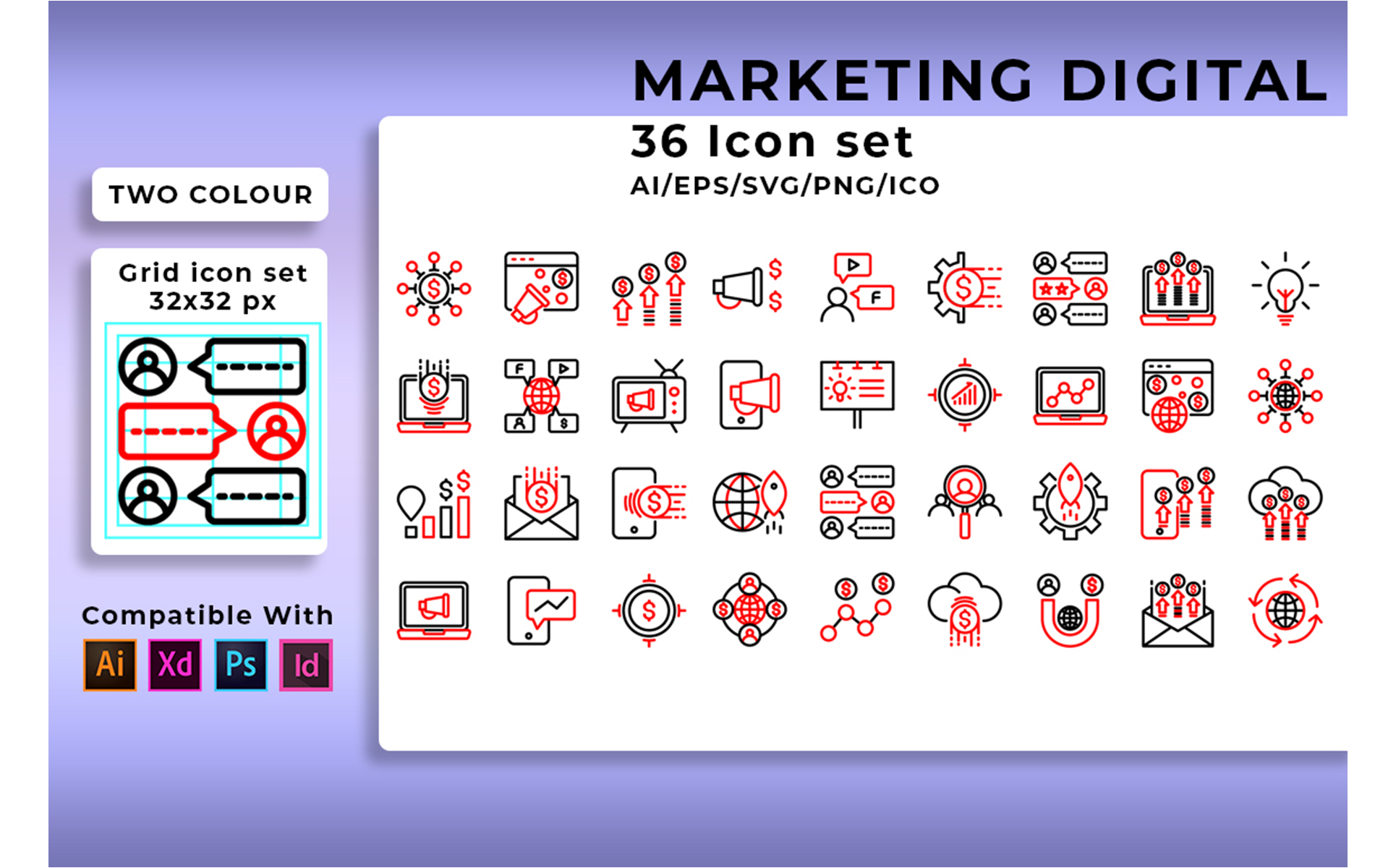 Download Набор иконок "Marketing Digital Set Icon" / Marketing Digital Set Icon - Набор иконок на тему графика digital,web,technology,business,icon,symbol,internet,media,marketing,social,computer,design,website,information,development,mobile,flat,vector,communication,online