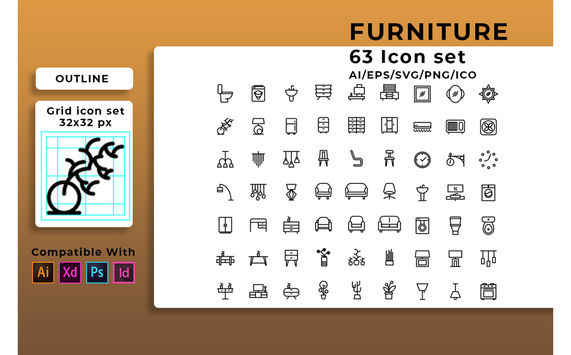 Download Набор иконок "Furniture And Home Decoration Set Icon" / Furniture And Home Decoration Set Icon - Набор иконок на тему графика home,furniture,interior,set,lamp,decoration,house,room,design,table,icon,sofa,illustration,symbol,seat,vector,armchair,living,bed,isolated