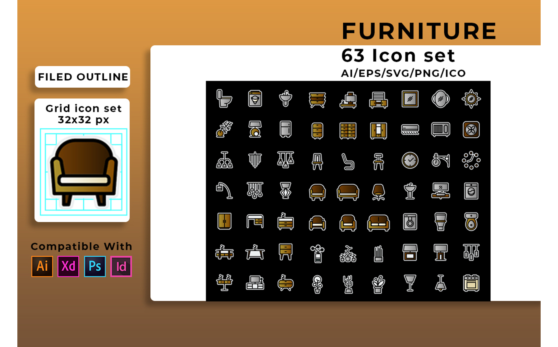 Download Набор иконок "Furniture And Home Decoration Set Icon" / Furniture And Home Decoration Set Icon - Набор иконок на тему графика home,furniture,interior,set,lamp,decoration,house,room,design,table,icon,sofa,illustration,symbol,seat,vector,armchair,living,bed,isolated