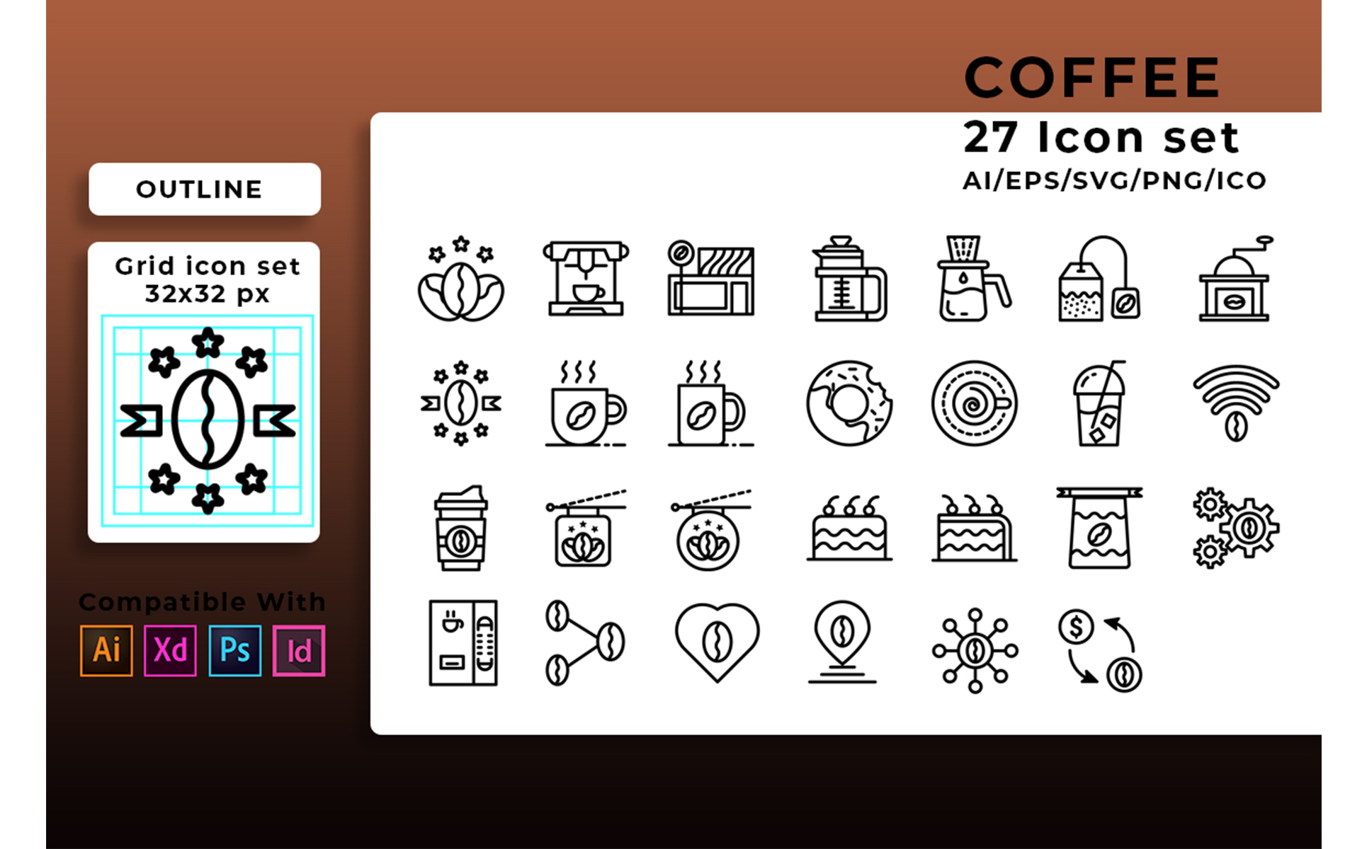 Download Набор иконок "Coffee Set Icon" / Coffee Set Icon - Набор иконок на тему графика cup,mug,drink,icon,coffee,cafe,set,hot,espresso,vector,beverage,illustration,restaurant,symbol,sign,cappuccino,bean,breakfast,break,pot