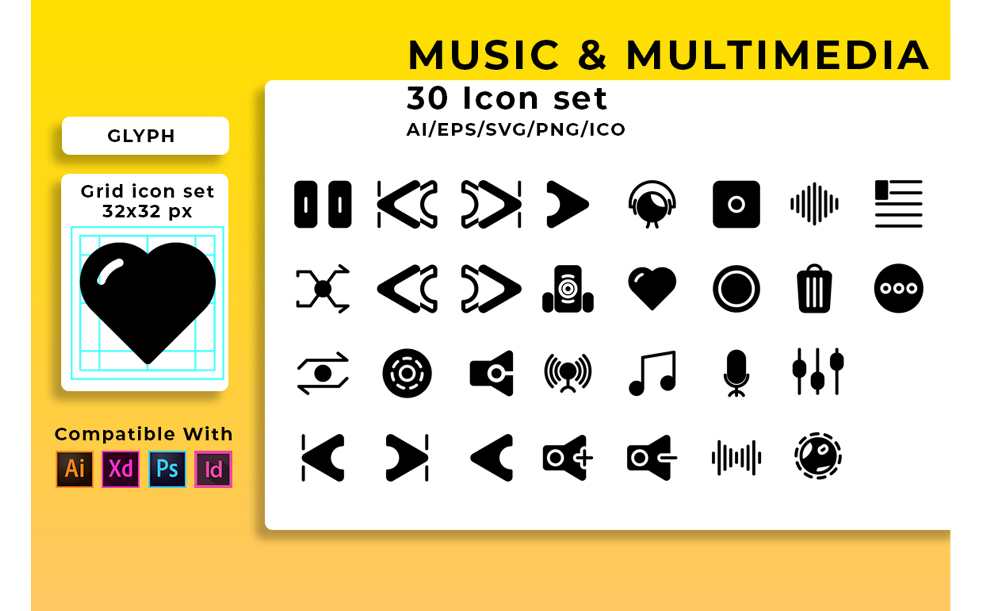 Download Набор иконок "Music Player Set Icon" / Music Player Set Icon - Набор иконок на тему графика sound,icon,music,button,set,player,audio,media,video,vector,symbol,play,web,pause,multimedia,forward,interface,design,record,sign