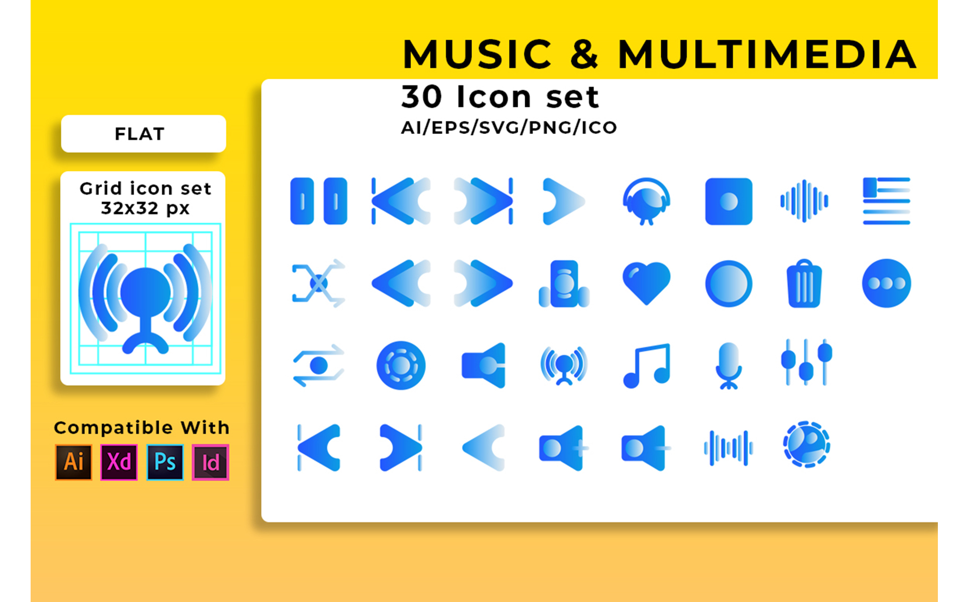 Download Набор иконок "Music Player Set Icon" / Music Player Set Icon - Набор иконок на тему графика sound,icon,music,button,set,player,audio,media,video,vector,symbol,play,web,pause,multimedia,forward,interface,design,record,sign
