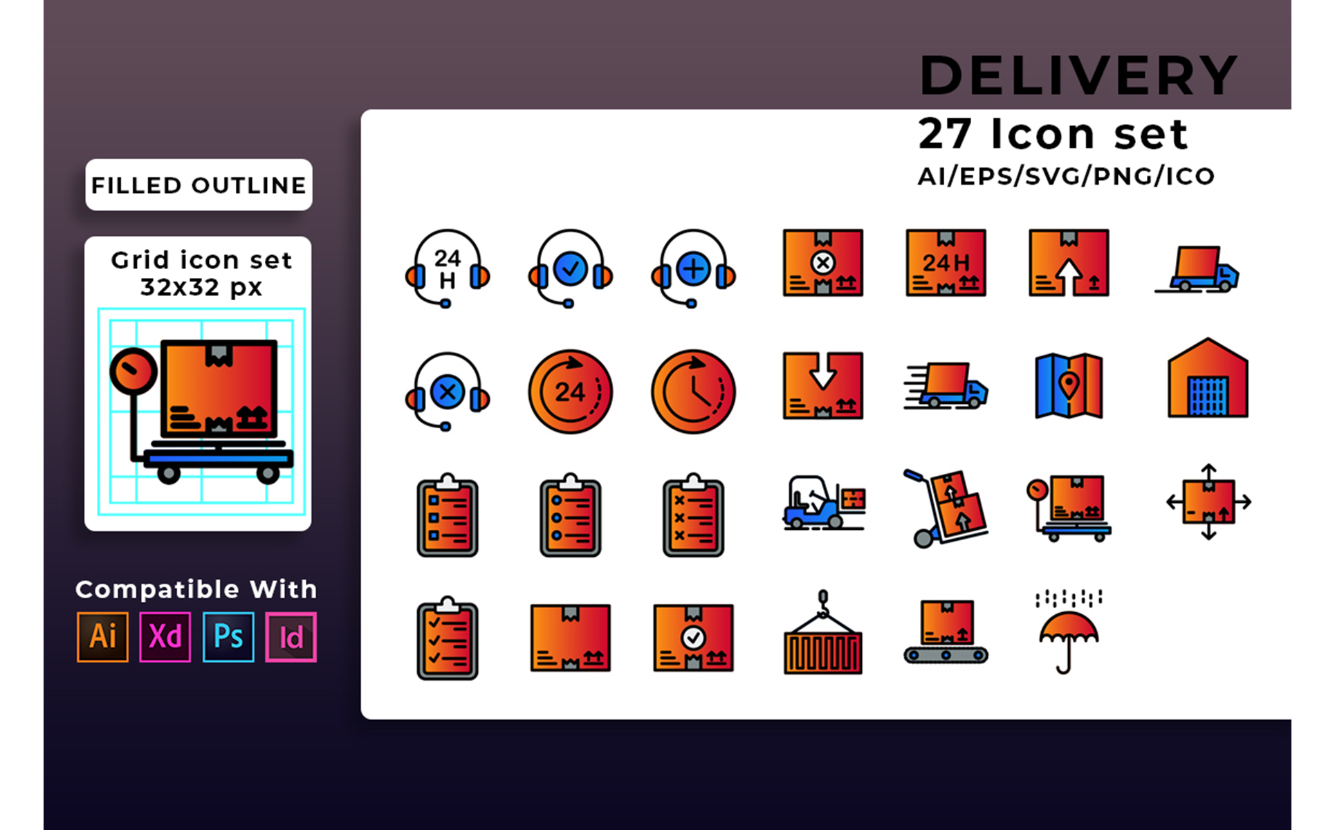 Download Набор иконок "Delivery Set Icon" / Delivery Set Icon - Набор иконок на тему графика delivery,icon,set,line,vector,symbol,outline,business,service,truck,express,box,thin,fast,package,shipping,distribution,web,sign,courier