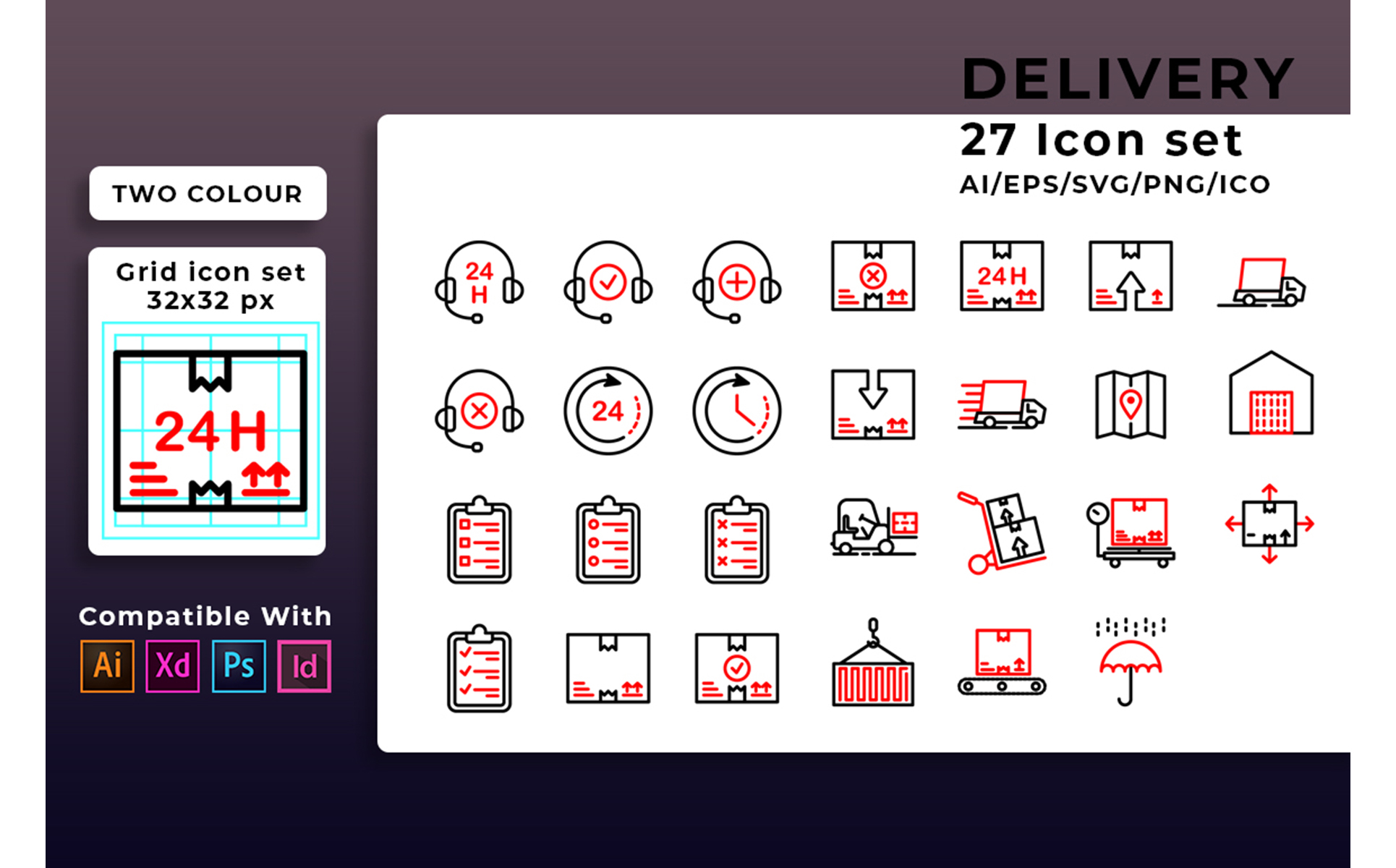 Download Набор иконок "Delivery Set Icon" / Delivery Set Icon - Набор иконок на тему графика delivery,icon,set,line,vector,symbol,outline,business,service,truck,express,box,thin,fast,package,shipping,distribution,web,sign,courier
