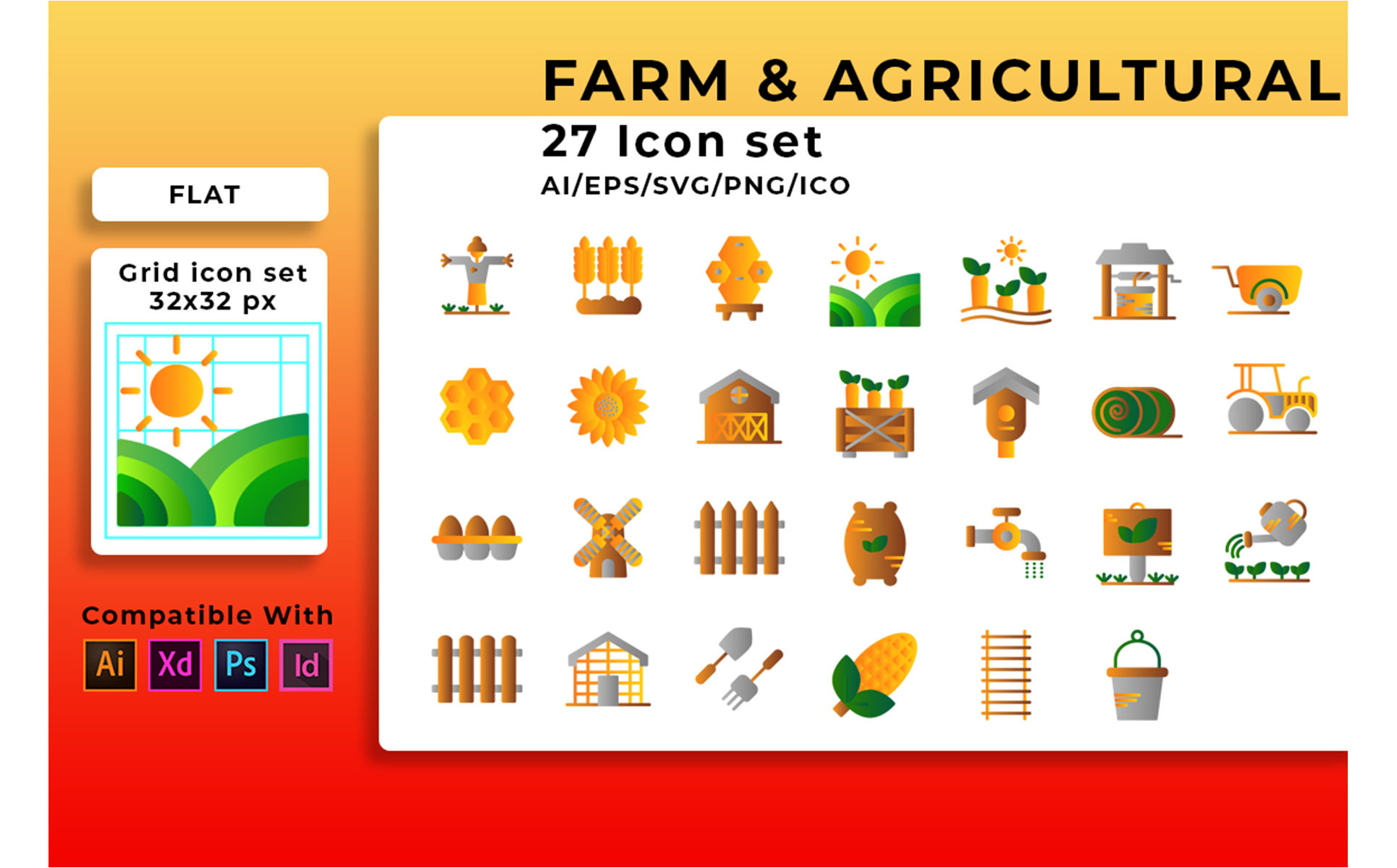 Download Набор иконок "Farm And Agricultural Set Icon" / Farm And Agricultural Set Icon - Набор иконок на тему графика farm,agriculture,vector,icon,tractor,set,nature,symbol,line,wheat,field,farmer,harvest,organic,village,grain,garden,plant,farming,industry