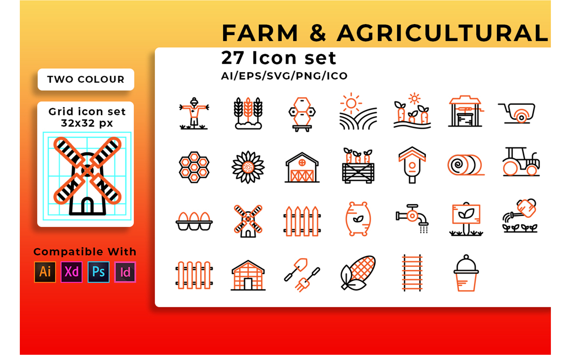 Download Набор иконок "Farm And Agricultural Set Icon" / Farm And Agricultural Set Icon - Набор иконок на тему графика farm,agriculture,vector,icon,tractor,set,nature,symbol,line,wheat,field,farmer,harvest,organic,village,grain,garden,plant,farming,industry
