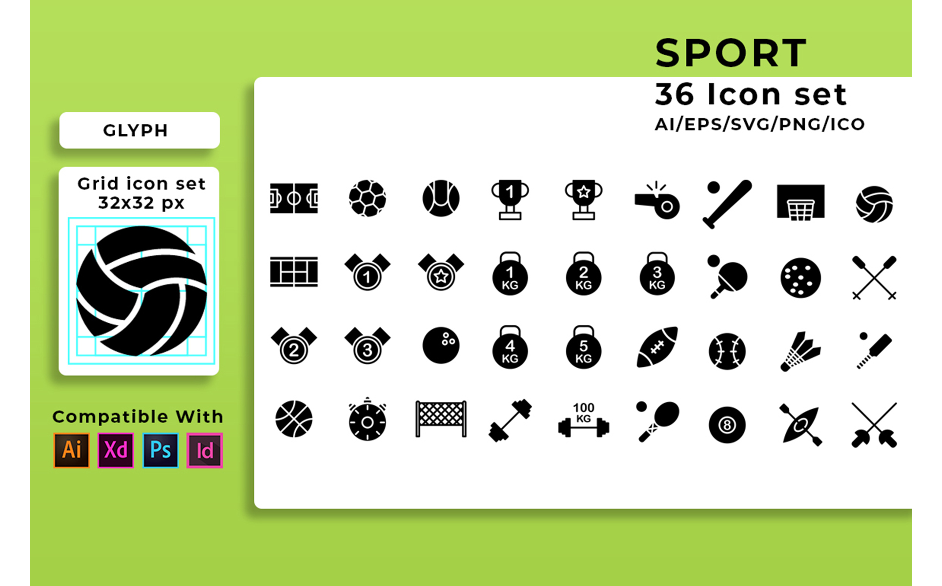 Download Набор иконок "Creatype Sport Set Icon" / Creatype Sport Set Icon - Набор иконок на тему графика set,icon,vector,sport,illustration,symbol,sign,design,isolated,collection,fitness,road,line,element,shoes,bicycle,ball,soccer,art,travel