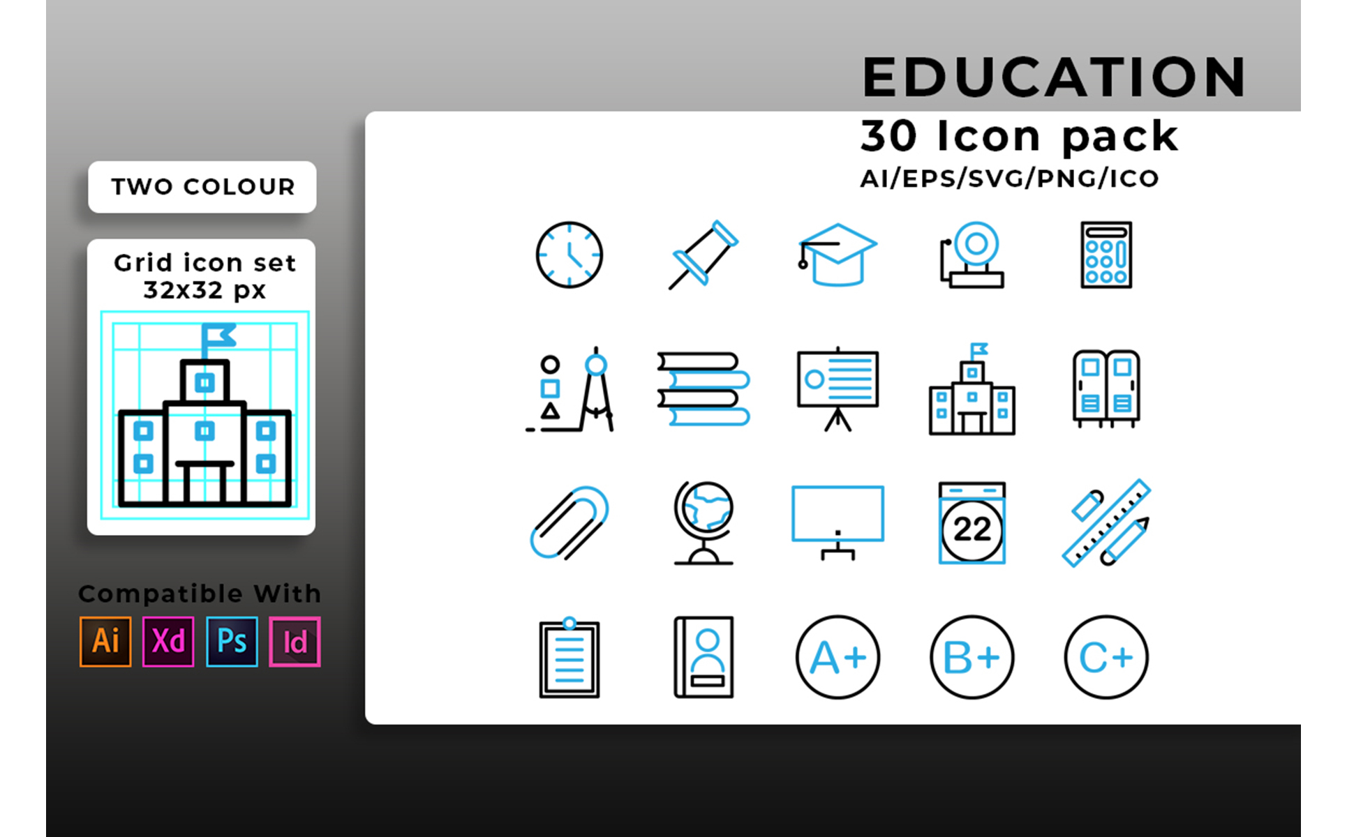 Download Набор иконок "Education Set Icon" / Education Set Icon - Набор иконок на тему графика icon,set,education,web,vector,business,art,school,learning,collection,symbol,design,flat,computer,university,line,internet,thin,science,medical