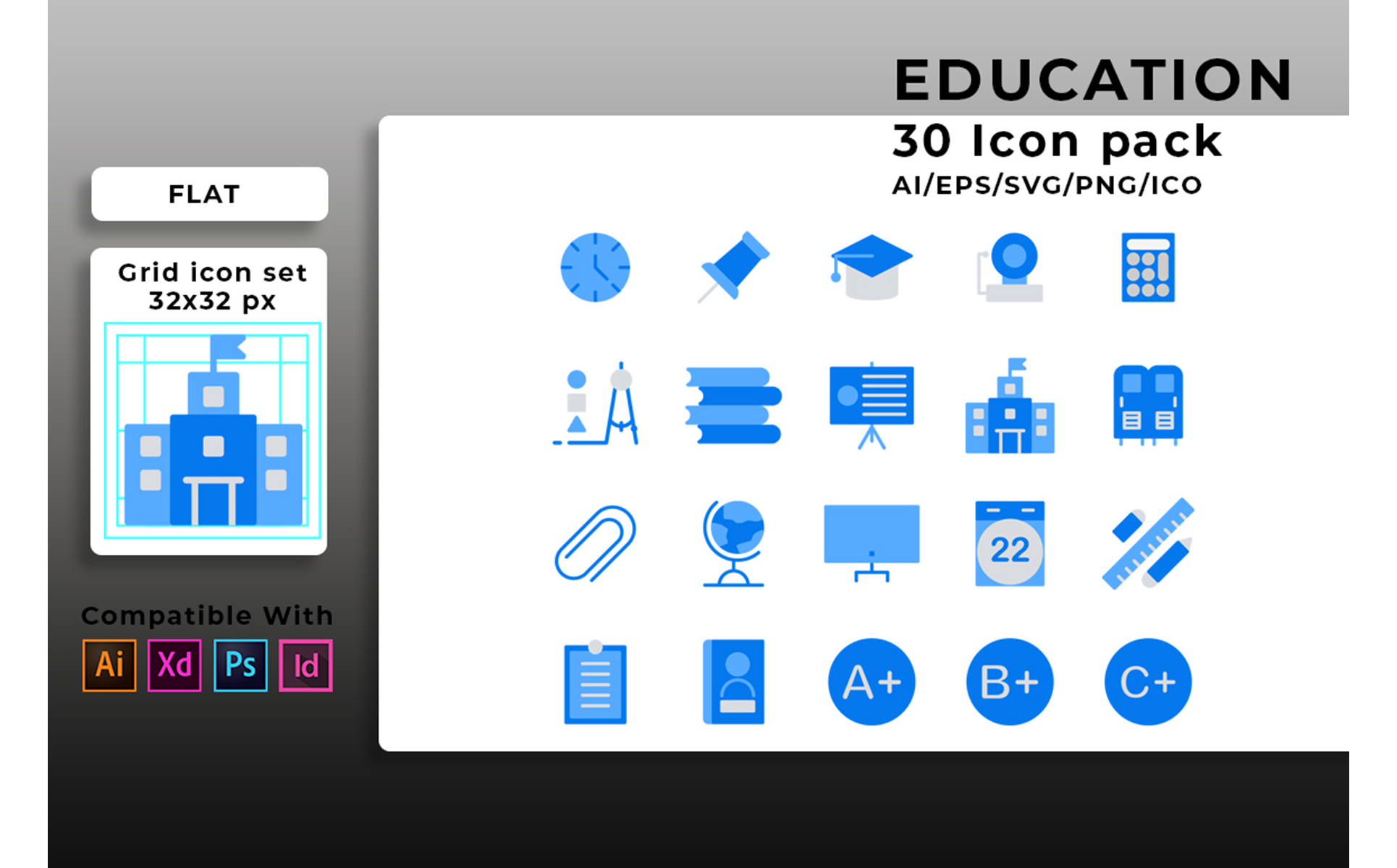 Download Набор иконок "Education Set Icon" / Education Set Icon - Набор иконок на тему графика icon,set,education,web,vector,business,art,school,learning,collection,symbol,design,flat,computer,university,line,internet,thin,science,medical